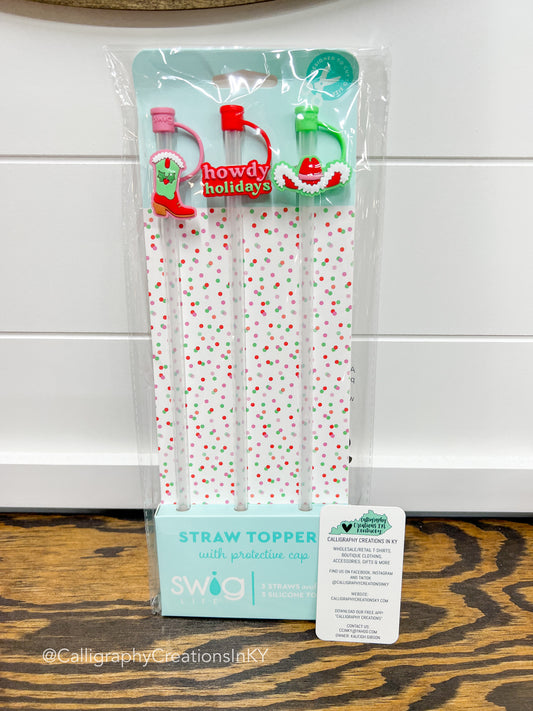 Howdy Holidays Swig Straw Topper Set FINAL SALE
