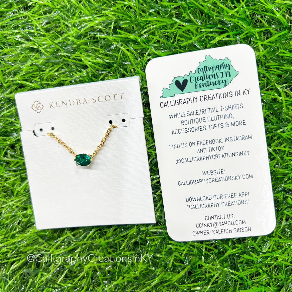 Kendra Scott Cailin Pendant Necklace - Gold Green Crystal