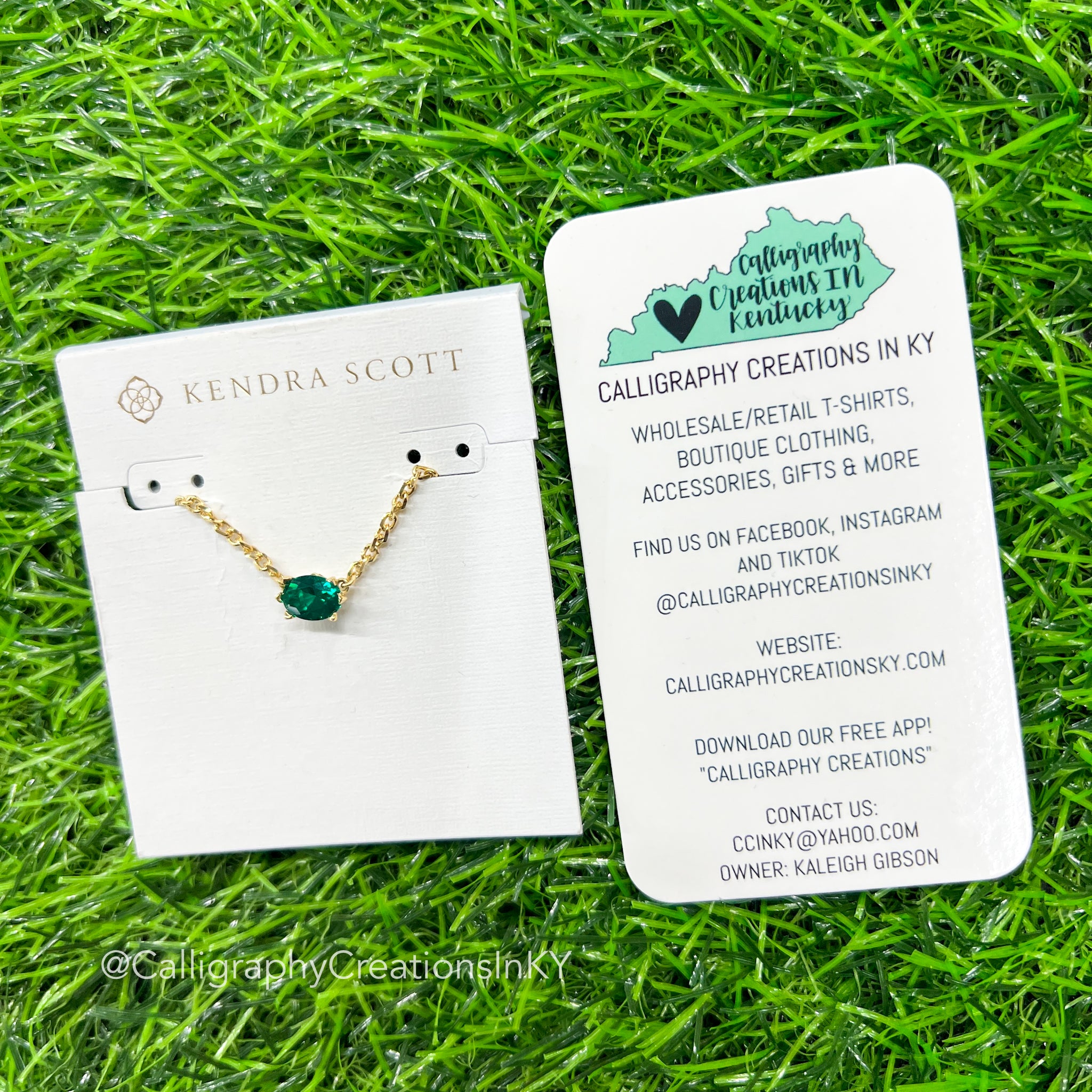 Kendra Scott Cailin Pendant Necklace - Gold Green Crystal