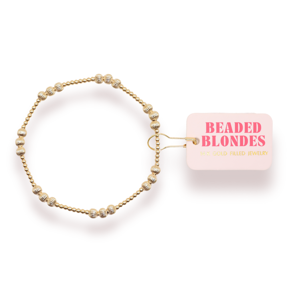 ILY Gold Fluted Bracelet: Standard 6.75 inch | Beaded Blondes