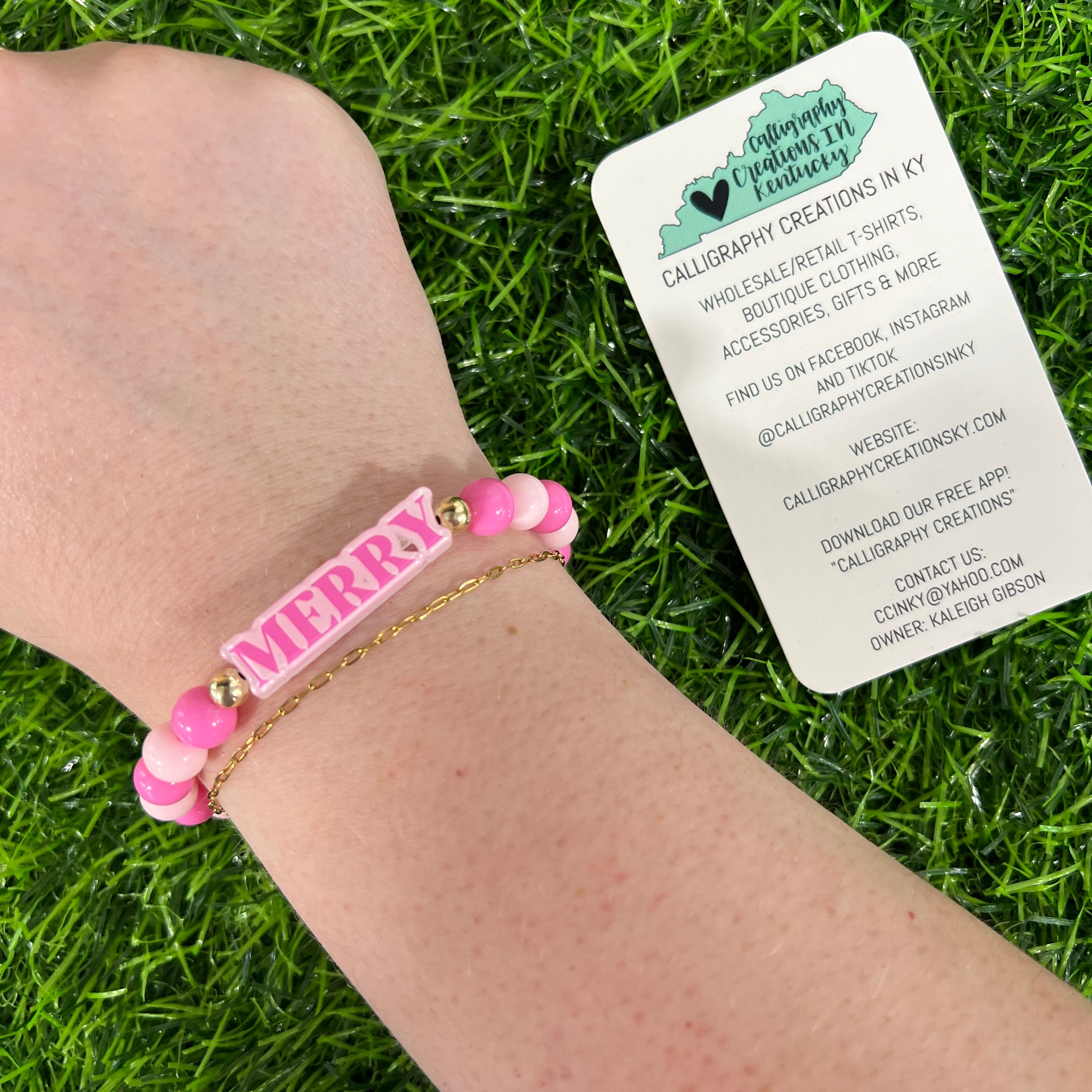 Light/Hot Pink Merry Bubble Beaded Blondes Bracelet