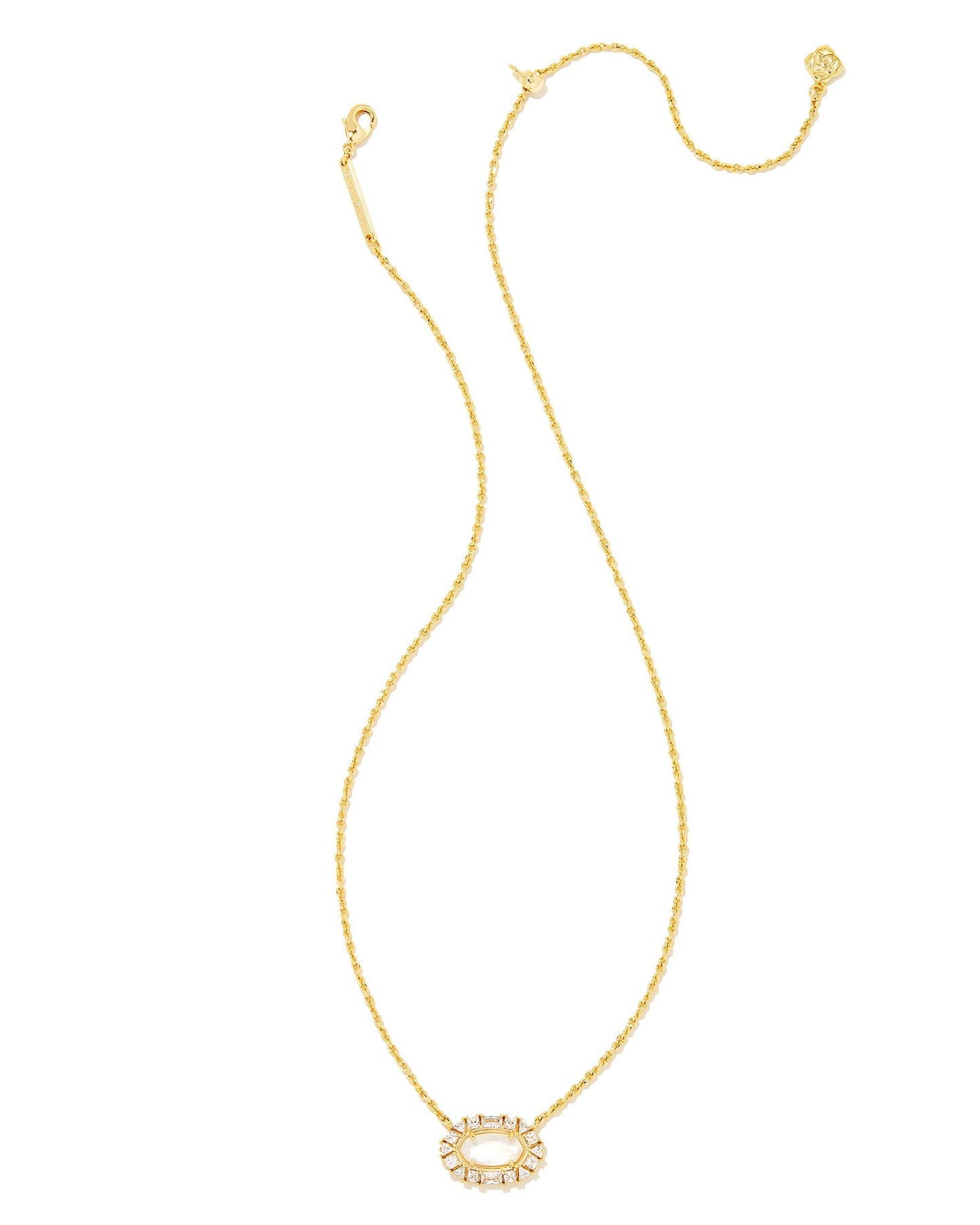 Kendra Scott Elisa Crystal Frame Short Pendant Necklace - Gold Ivory Mother Of Pearl