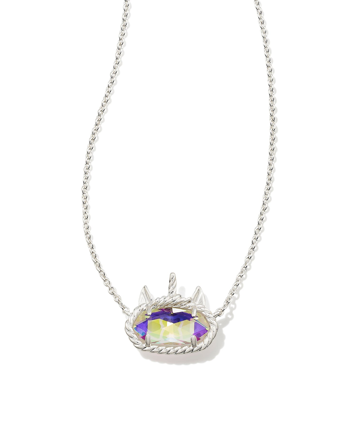Kendra Scott Elisa Unicorn Short Pendant Necklace - Rhodium Dichroic Glass