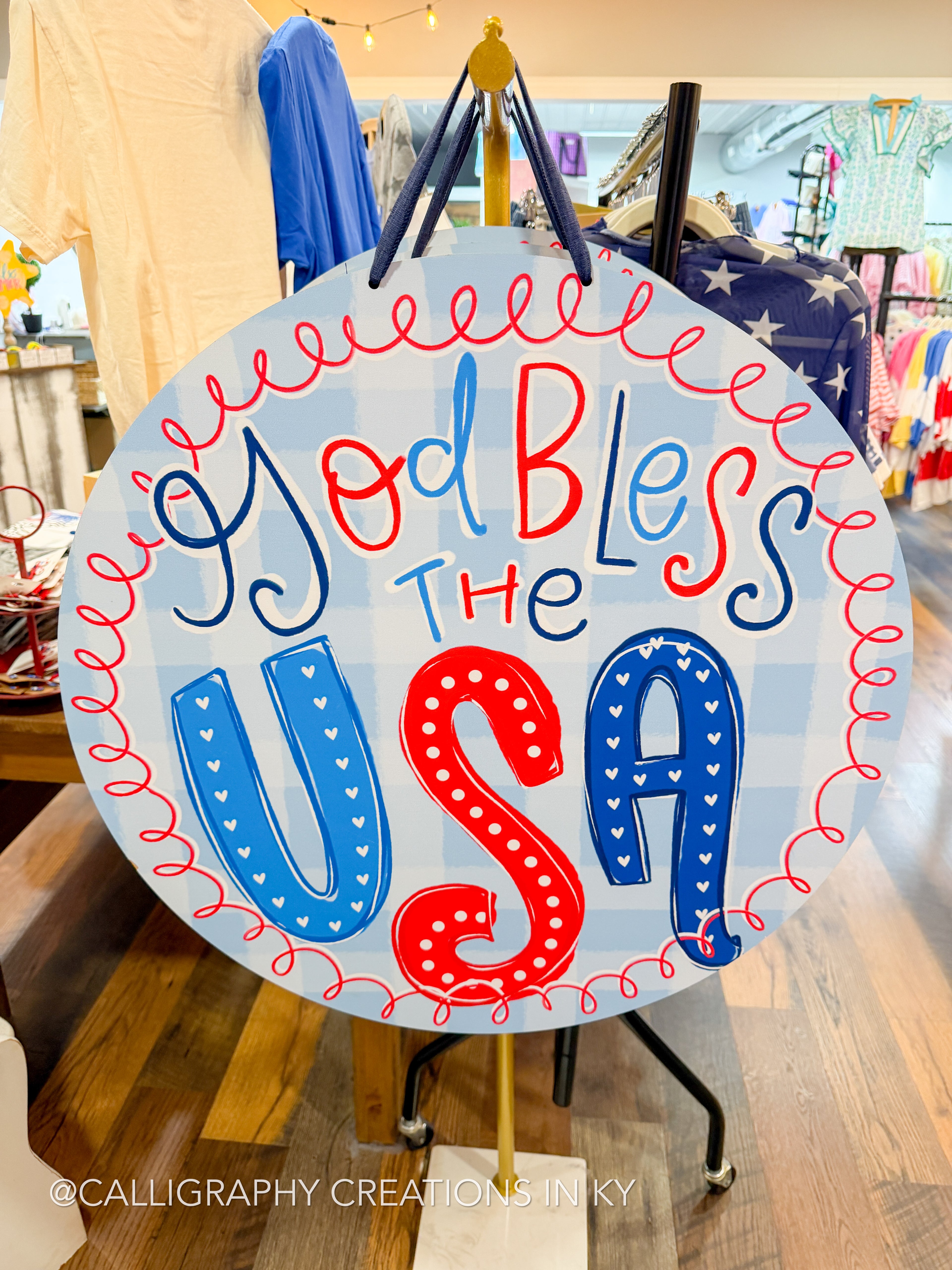 God Bless The USA Doodles By Rebekah Door Hanger *LOCAL PICKUP ONLY*