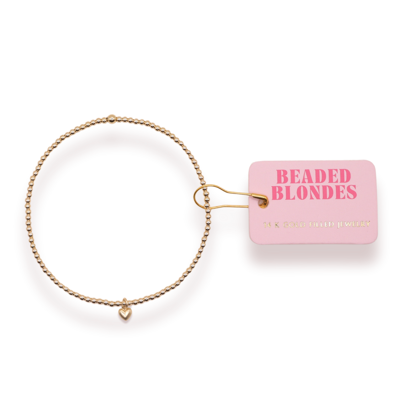 Gold Heart Charm Beaded Blondes Bracelet: Standard 6.75 inch