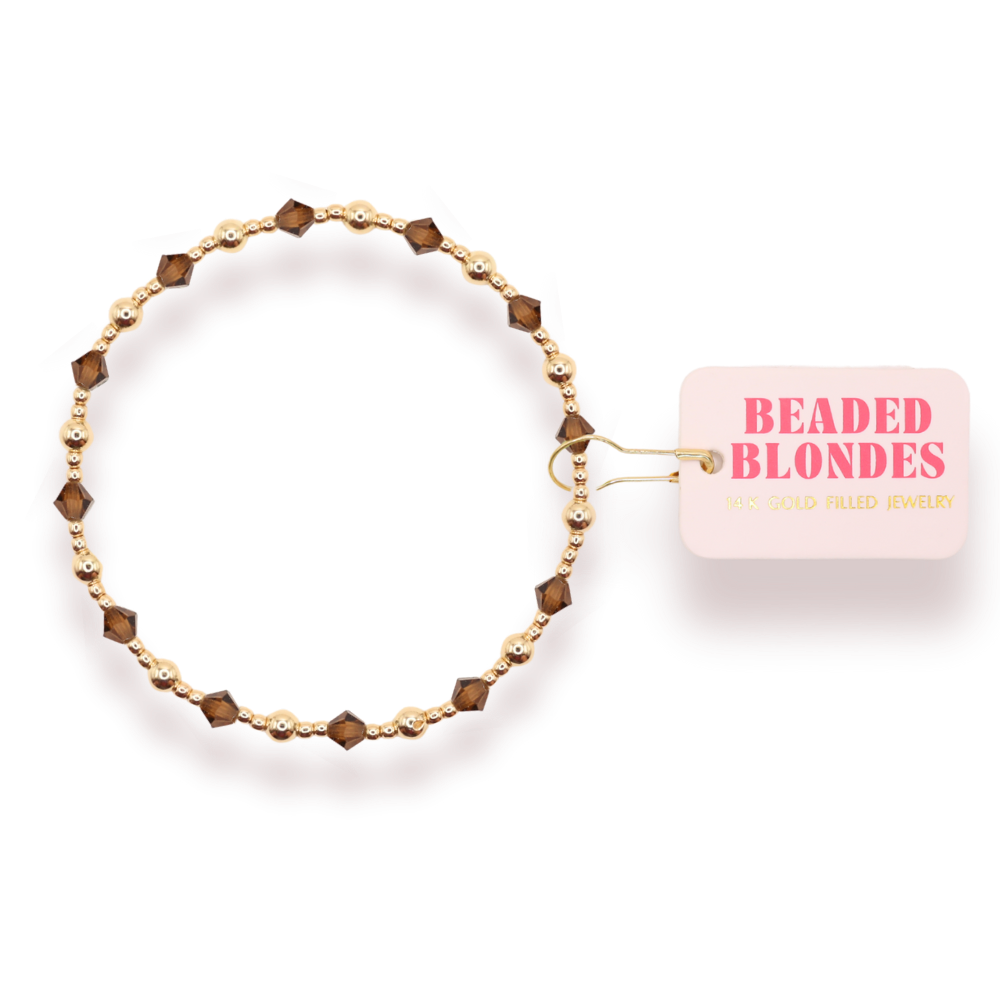 Cocoa Brown June Bracelet: Standard 6.75 inch | Beaded Blondes