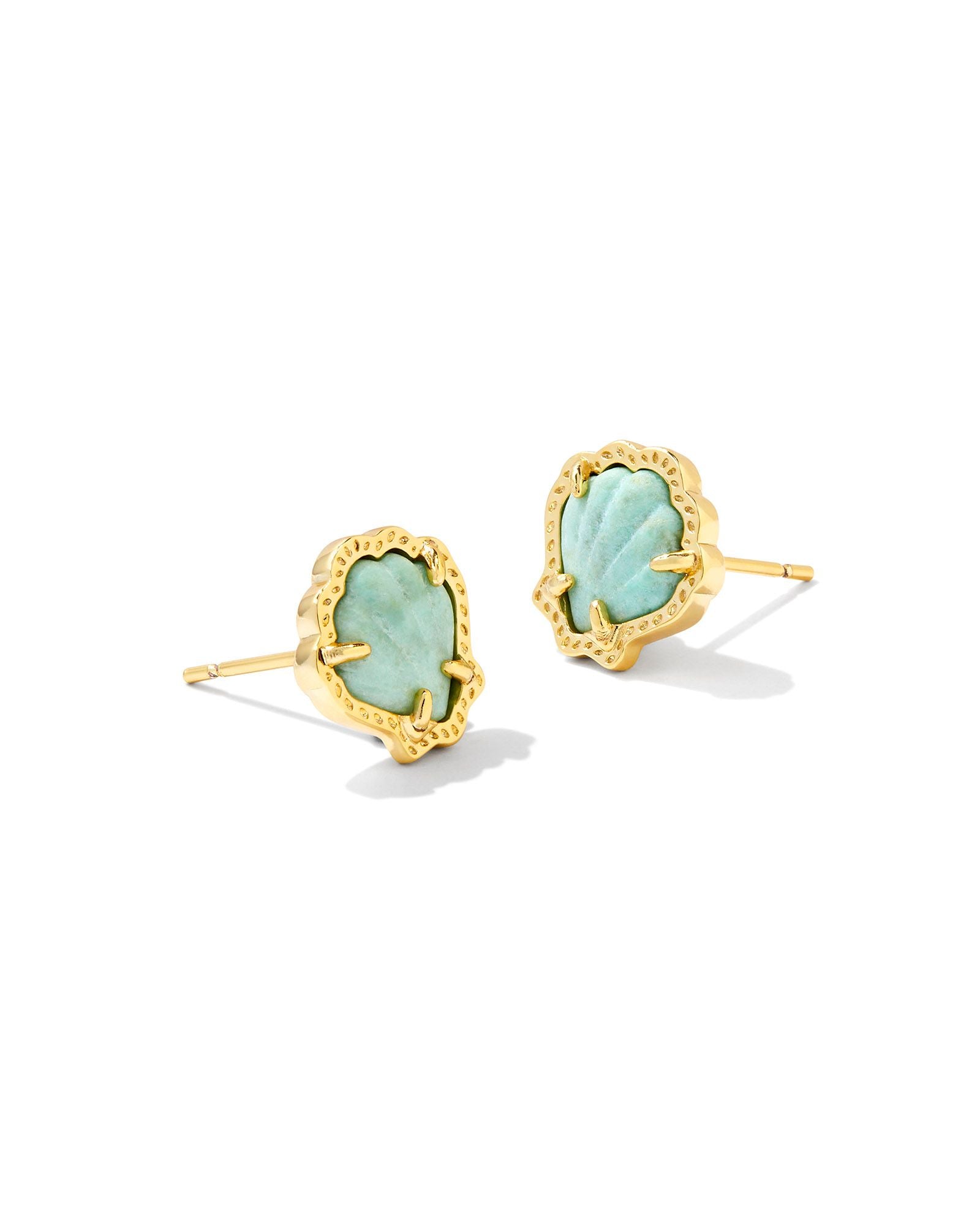 Kendra Scott Brynne Shell Stud Earring - Gold Sea Green Chrysocolla