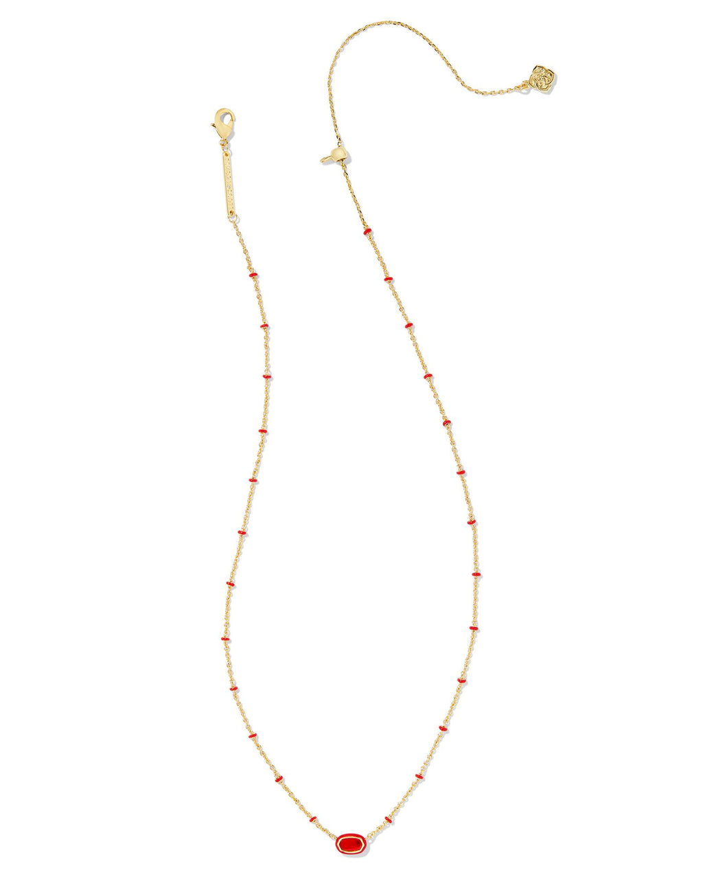 Kendra Scott Mini Elisa Enamel Frame Short Pendant Necklace - Gold Red Illusion