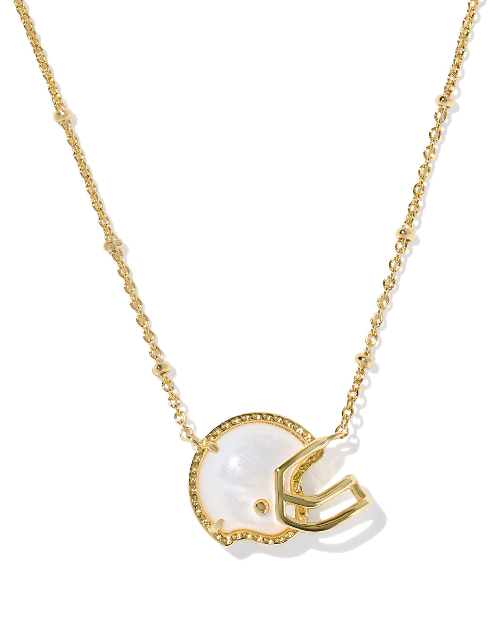 Kendra Scott Football Helmet Short Pendant Necklace - Gold Ivory Mother Of Pearl