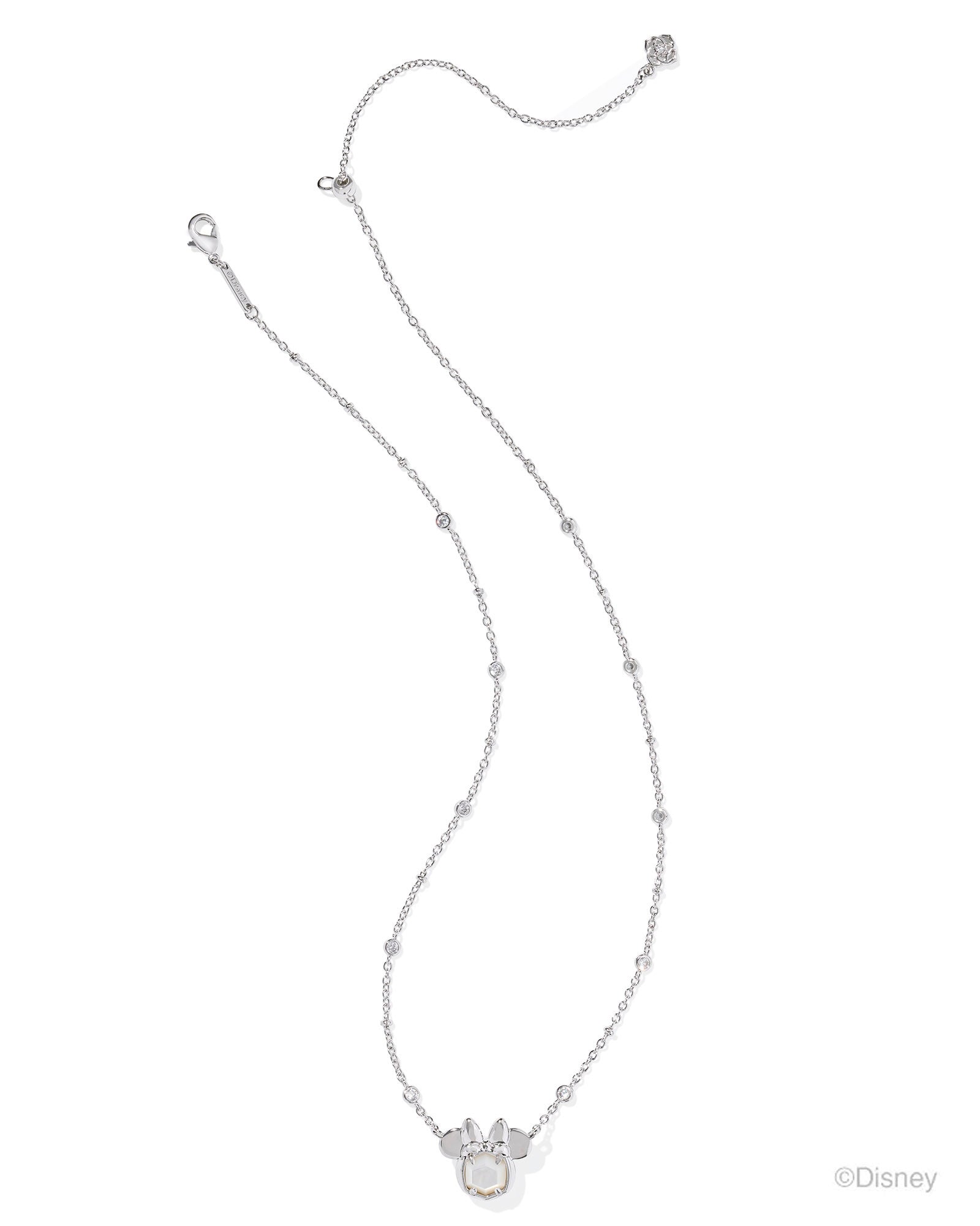 Disney | Kendra Scott Minnie Mouse Short Pendant Necklace - Silver White Pearl