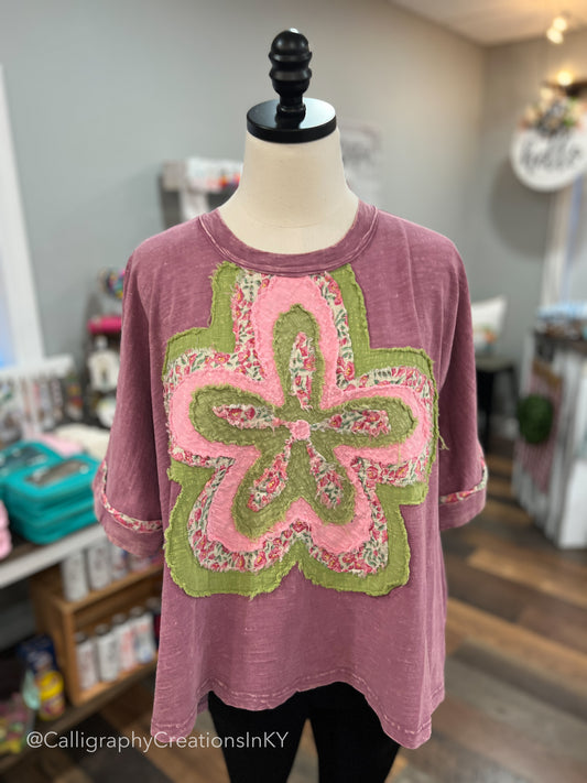 Purple Flower Patch Top