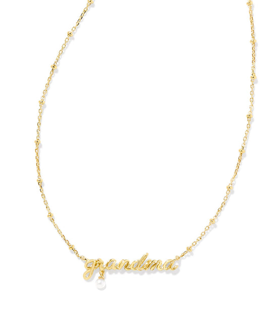 Kendra Scott Grandma Script Pendant Necklace - Gold White Pearl