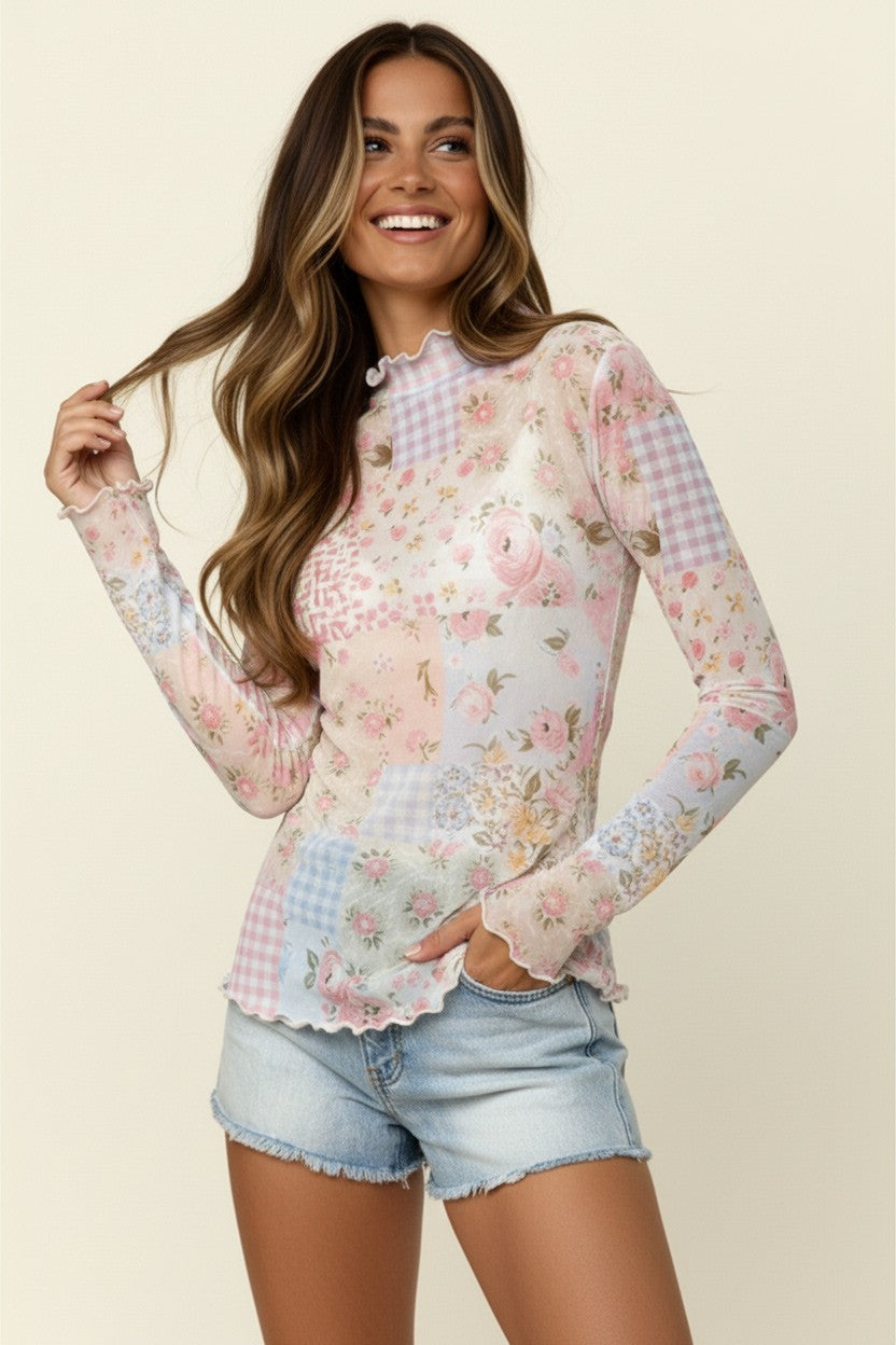 Patchwork Mesh Top