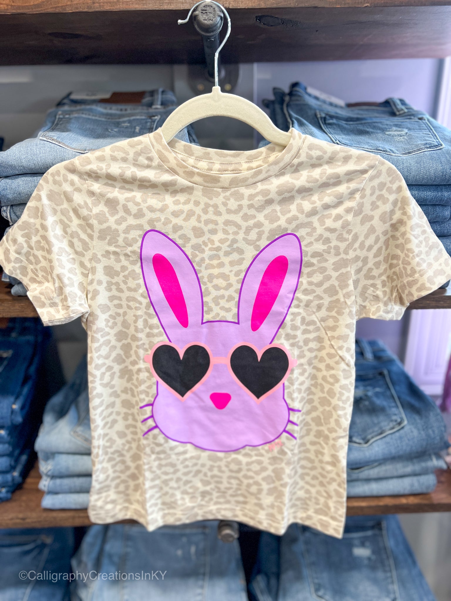 $1 Youth Lilac Bunny Leopard Tee - FINAL SALE