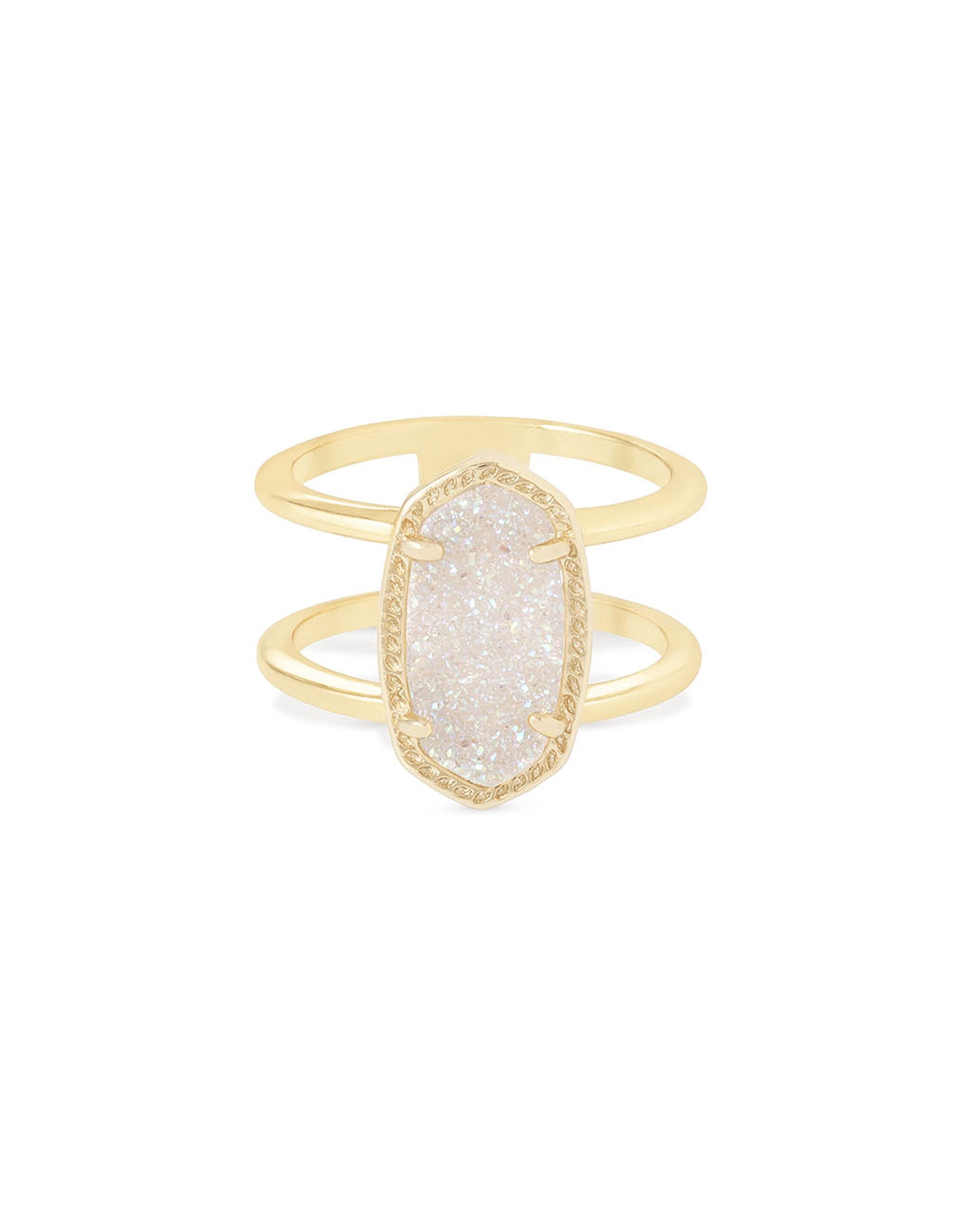 Kendra Scott Elyse Double Band Ring - Gold Iridescent Drusy