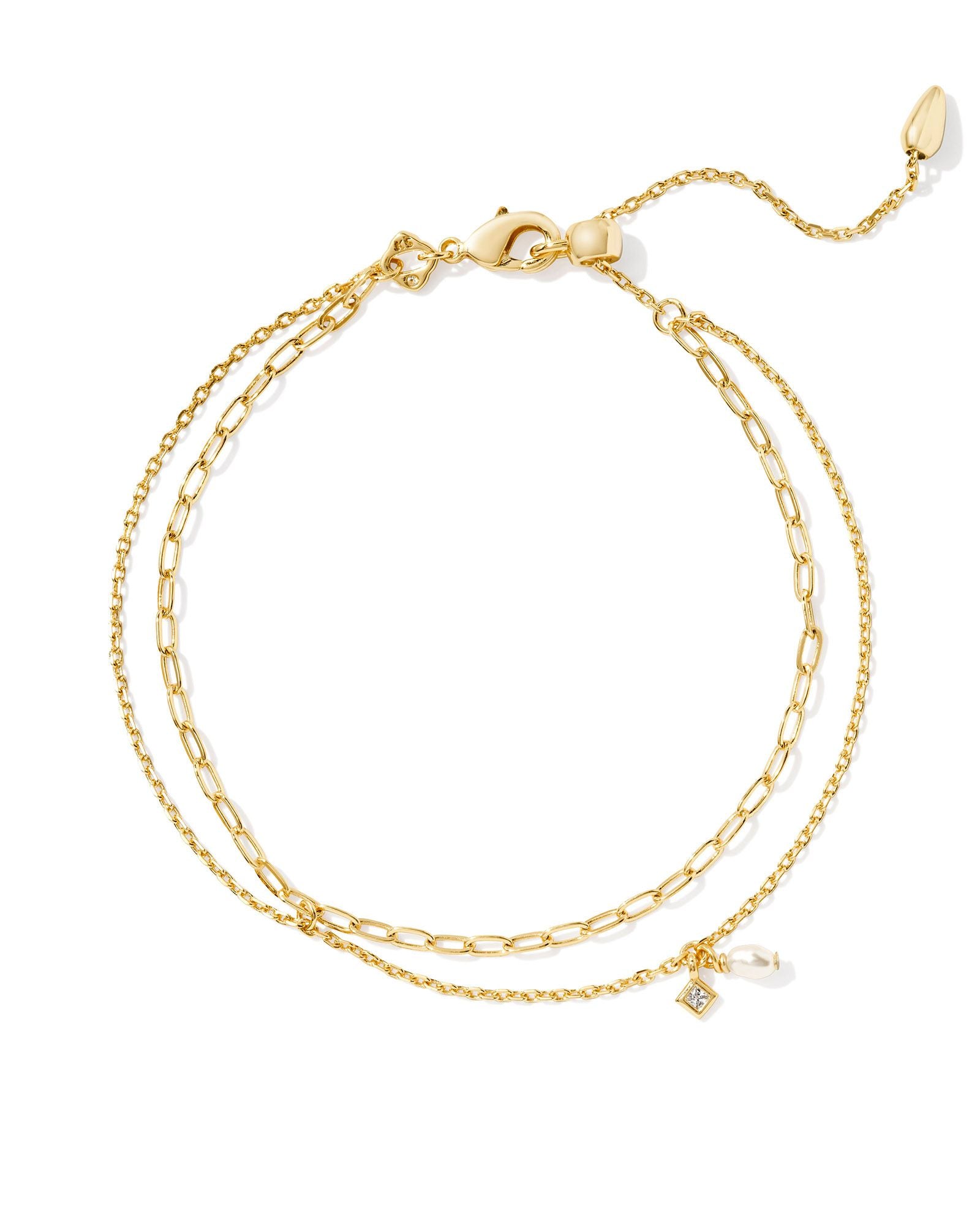 Kendra Scott Eve Multi Strand Bracelet - Gold White Pearl
