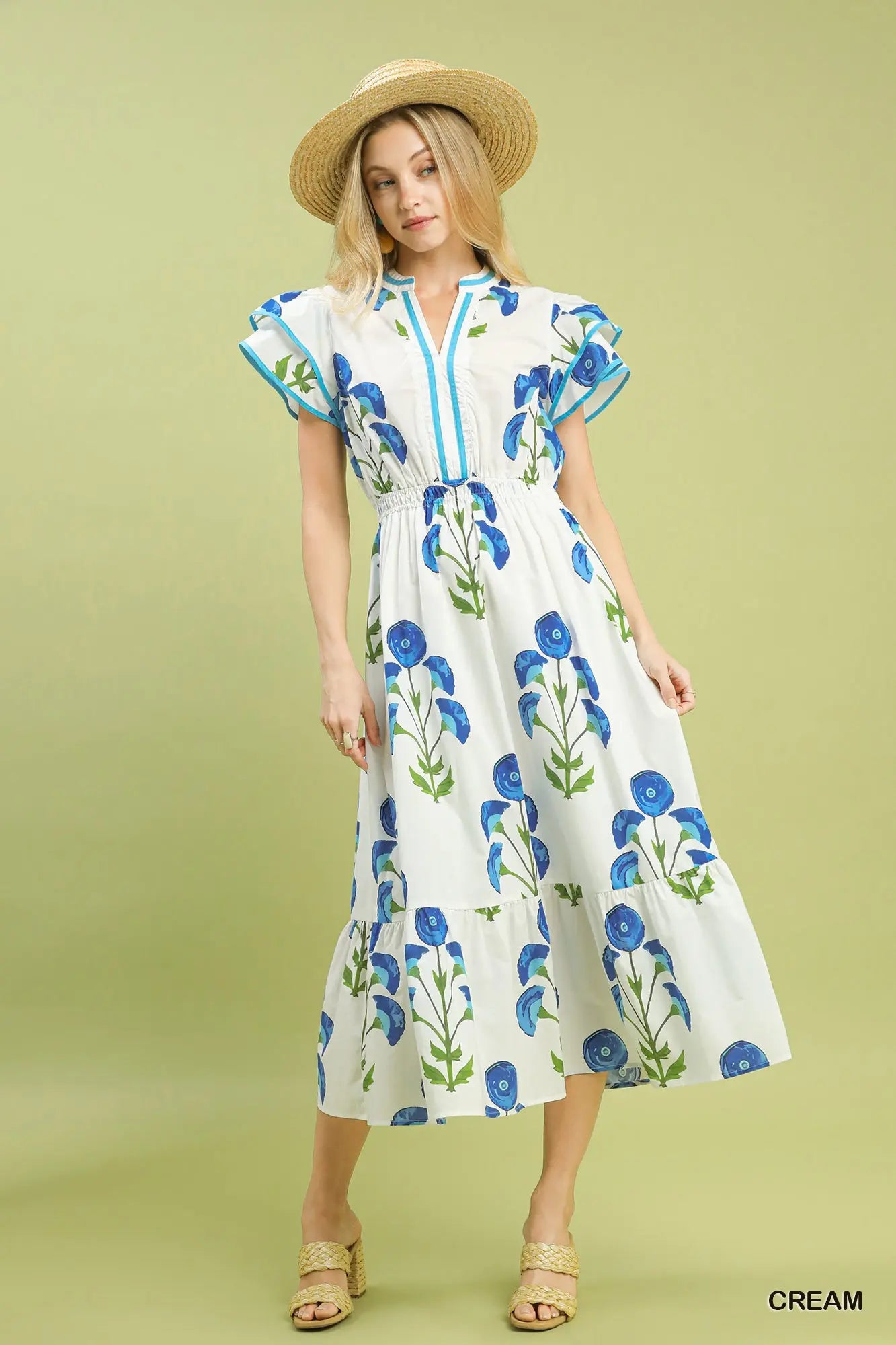 Cream/Blue | Carly Dress