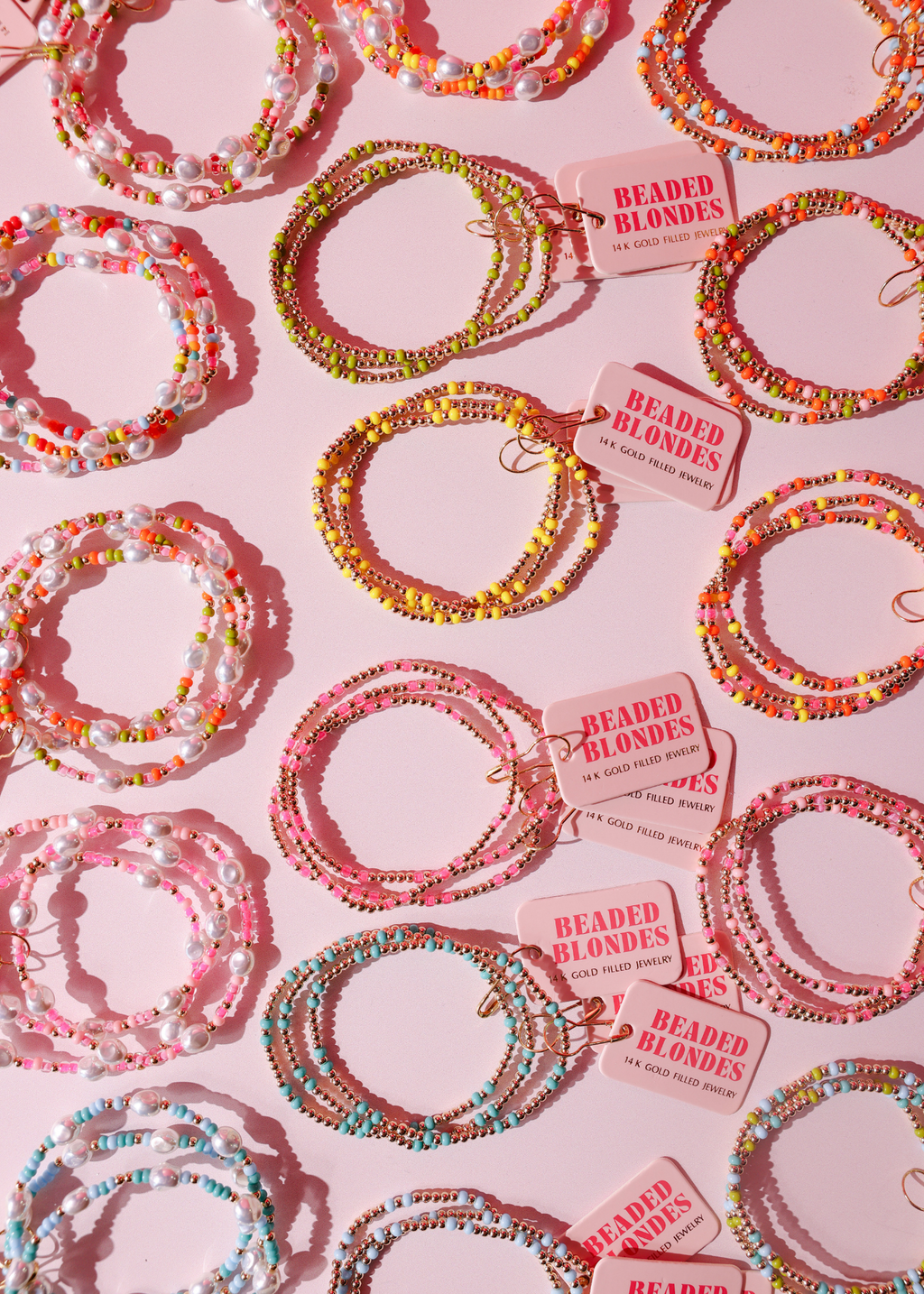 Flamingo Hollis Bracelet in Gold: Standard 6.75 inch | Beaded Blondes