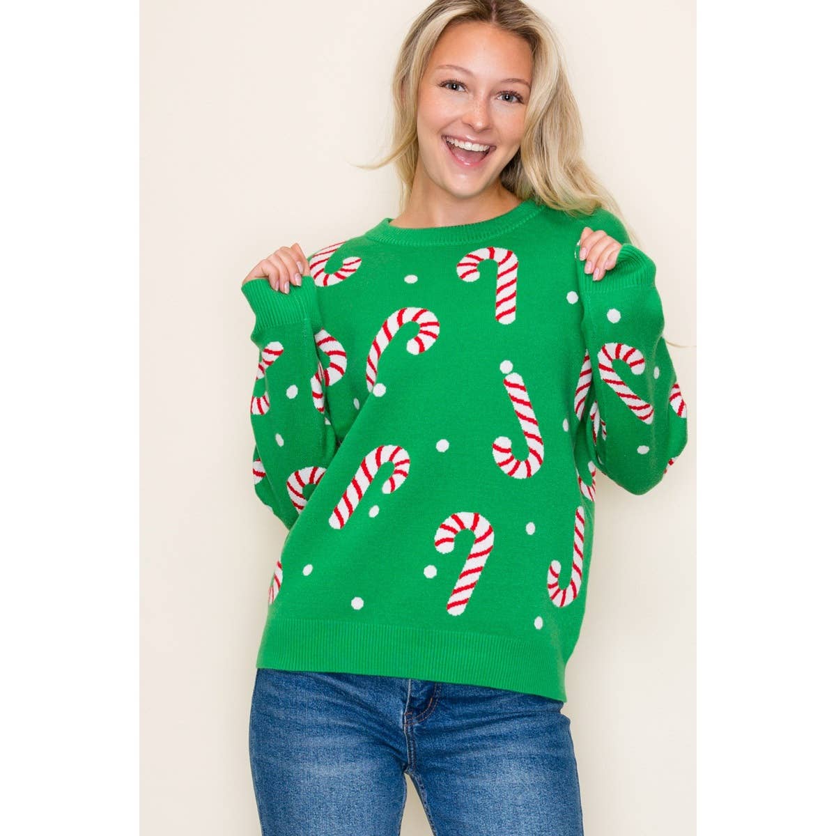 Green Candy Cane Sweater