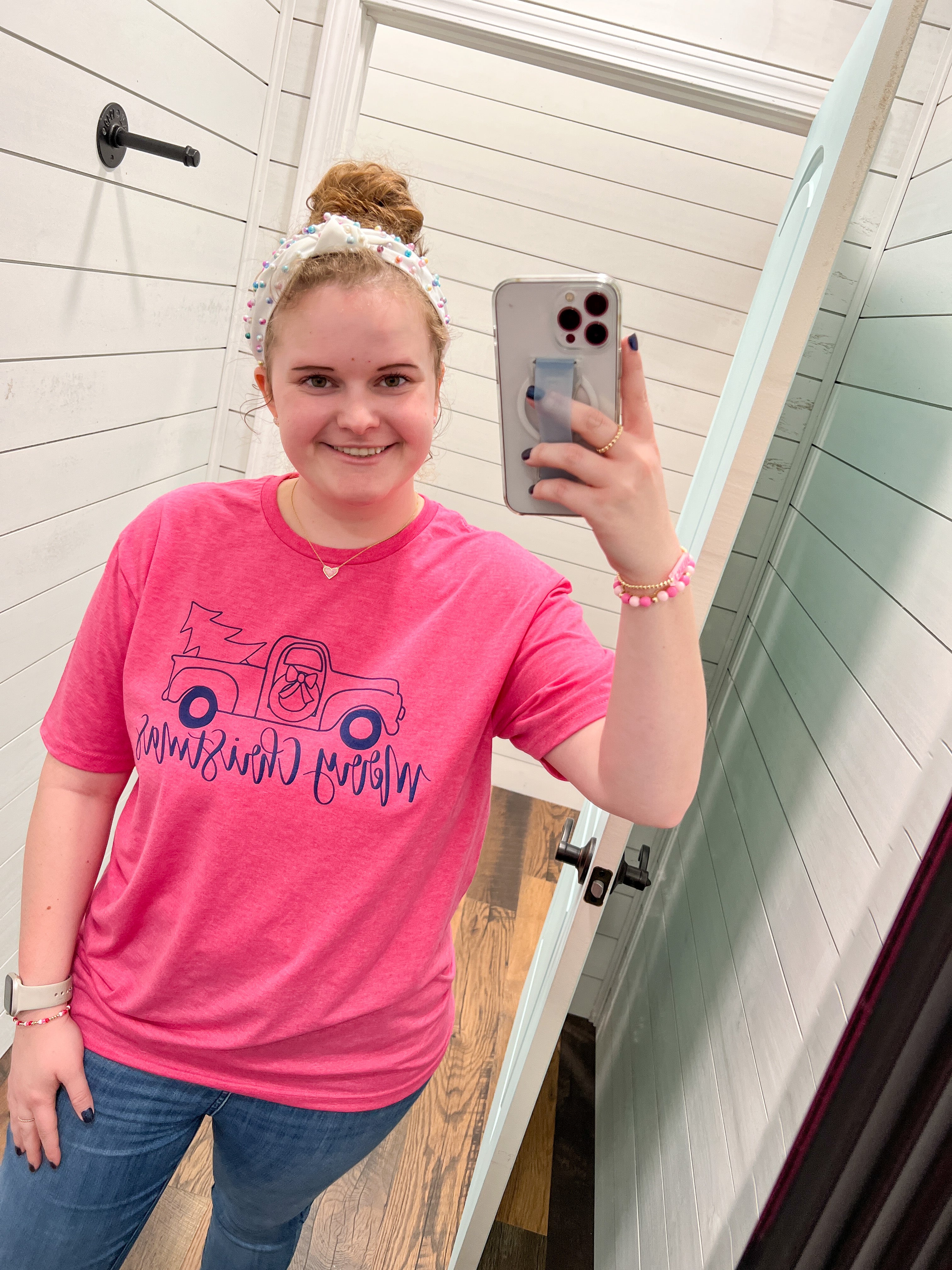 $1 Pink Merry Christmas Truck Tee • FINAL SALE