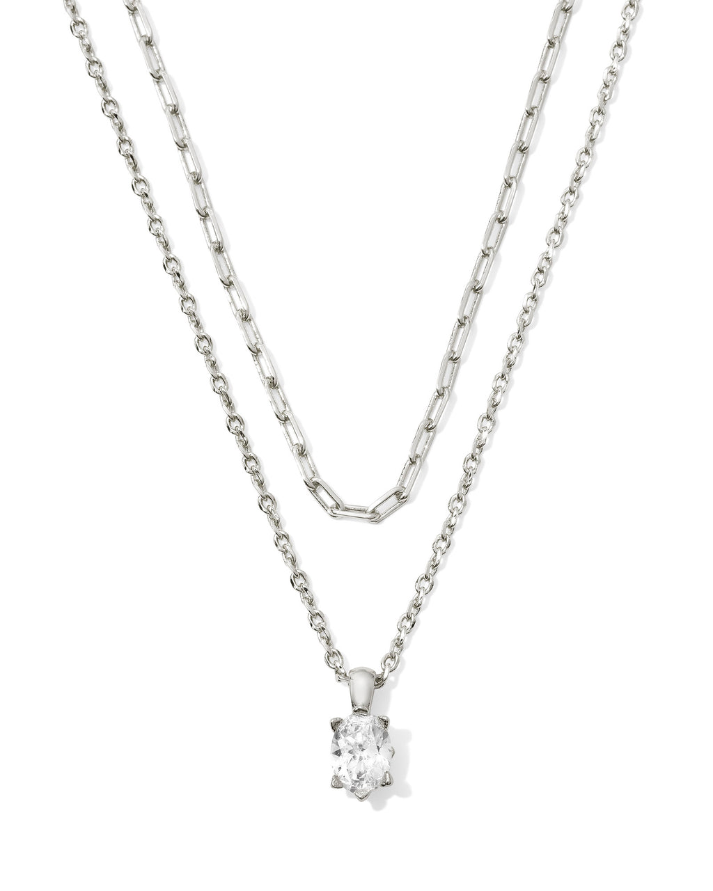 Kendra Scott Cailin Multi Strand Necklace - Silver White Crystal