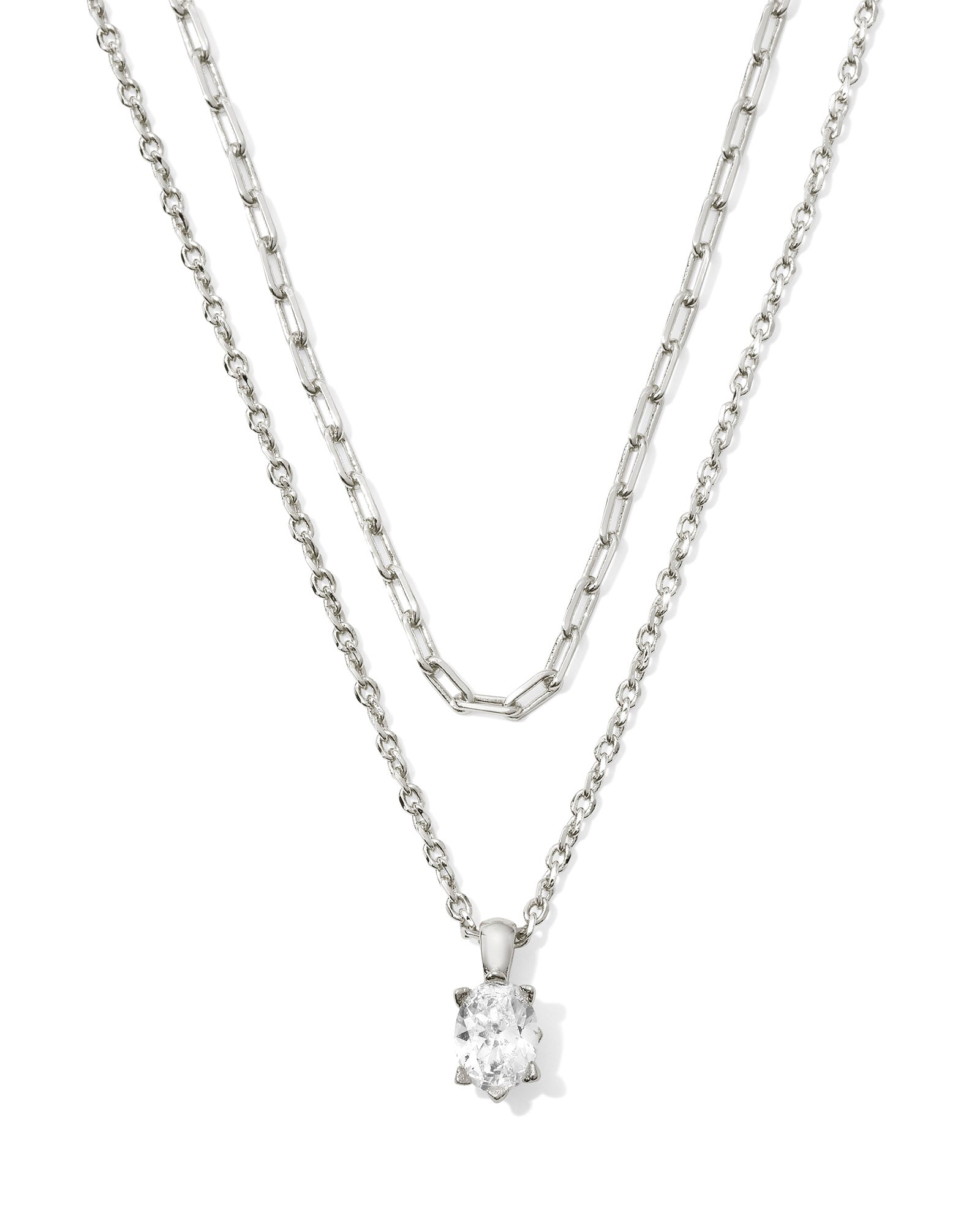 Kendra Scott Cailin Multi Strand Necklace - Silver White Crystal