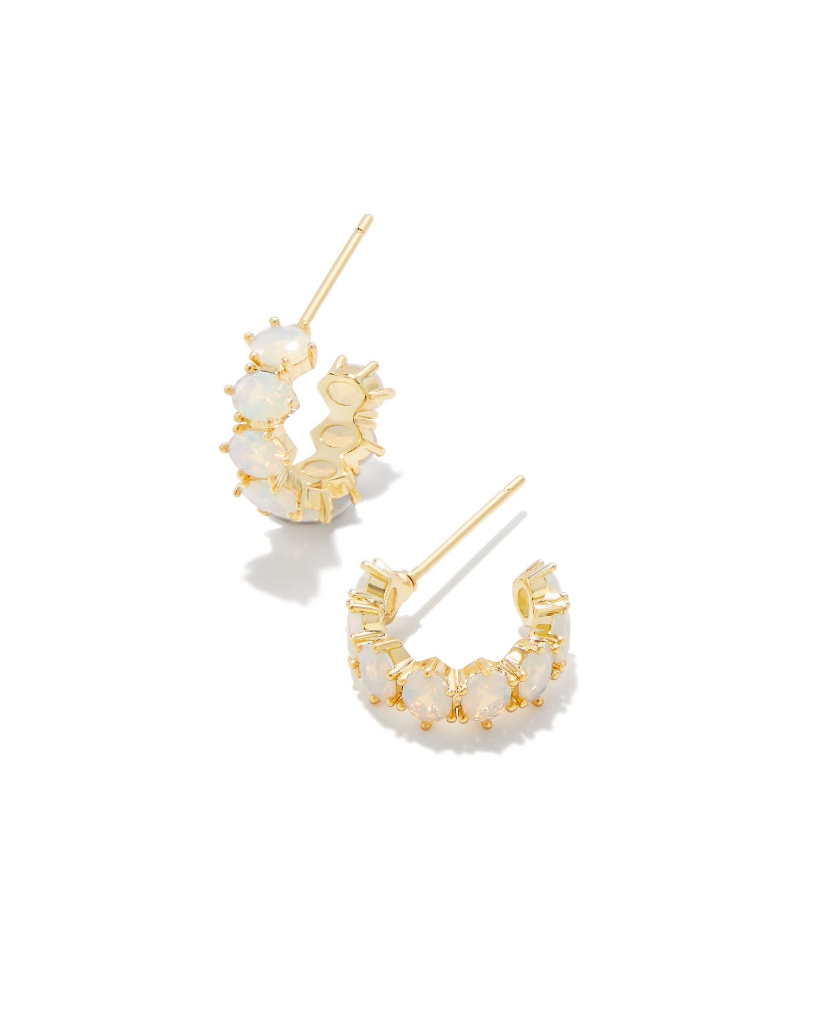Kendra Scott Cailin Crystal Huggie Earrings - Gold White Iridescent Crystal