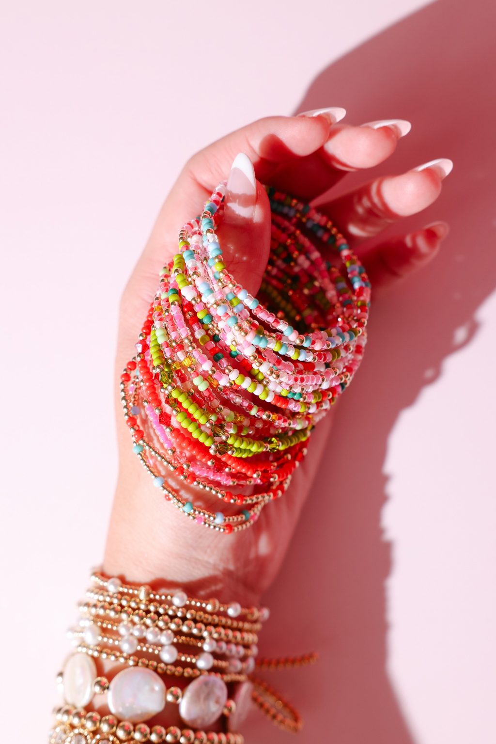 Peppermint Twist Sprinkle Bracelet: Standard 6.75 inch | Beaded Blondes