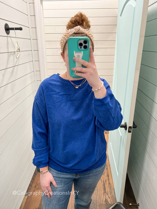Blue Corduroy Sweatshirt - FINAL SALE