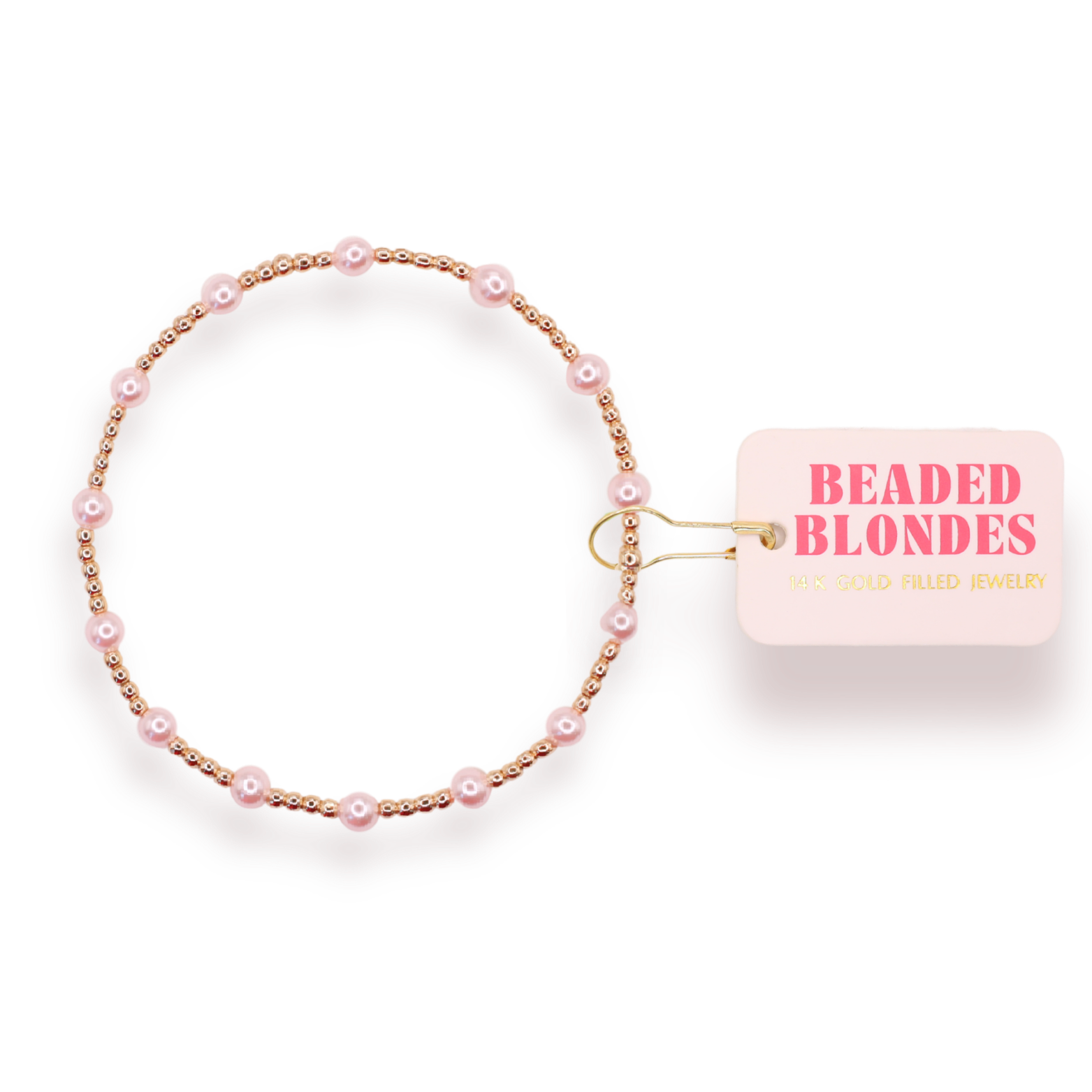 Pink June Pearl Bracelet in Gold: Standard 6.75 inch | Beaded Blondes