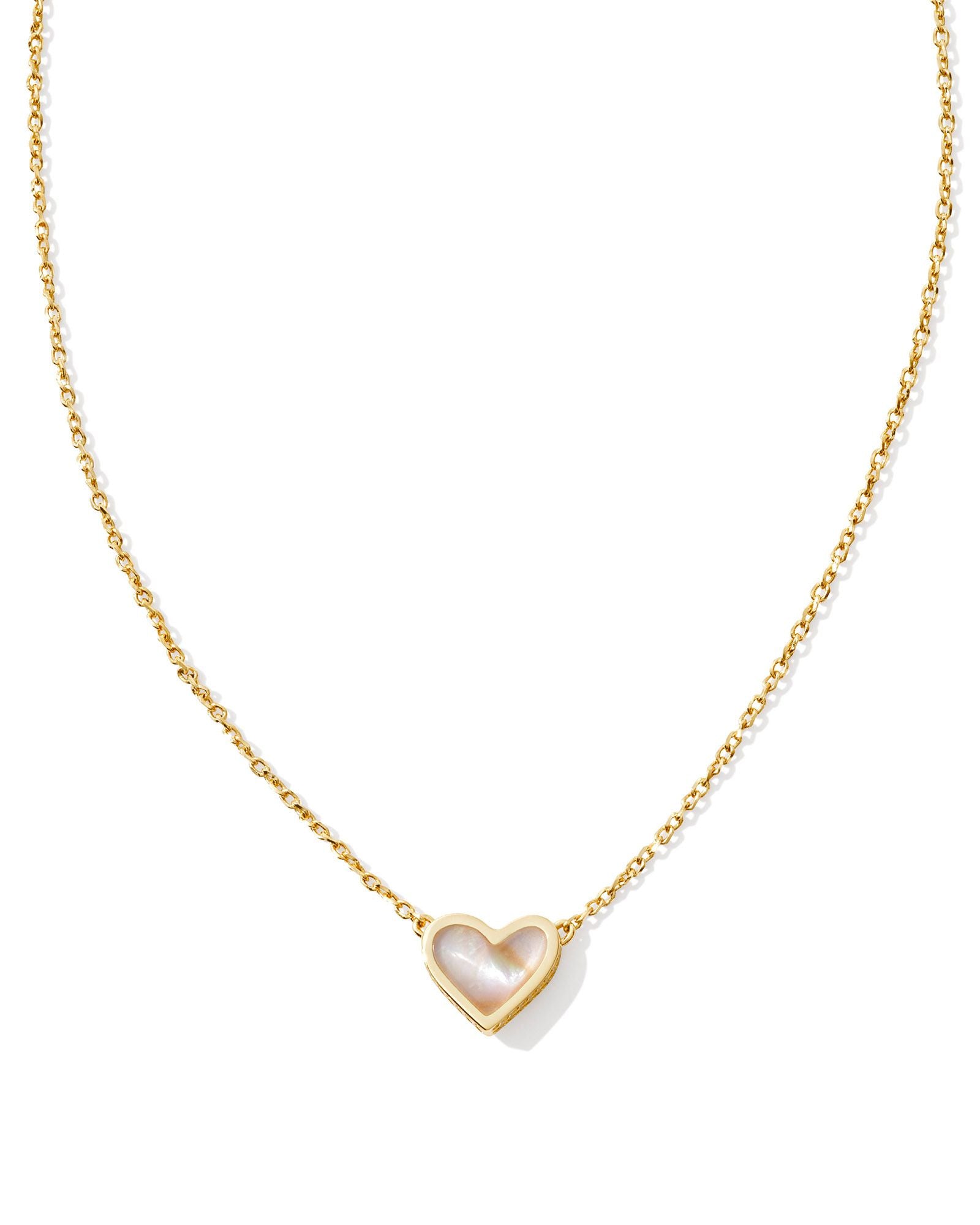 Kendra Scott Framed Ari Heart Short Pendant Necklace - Gold Iridescent Abalone