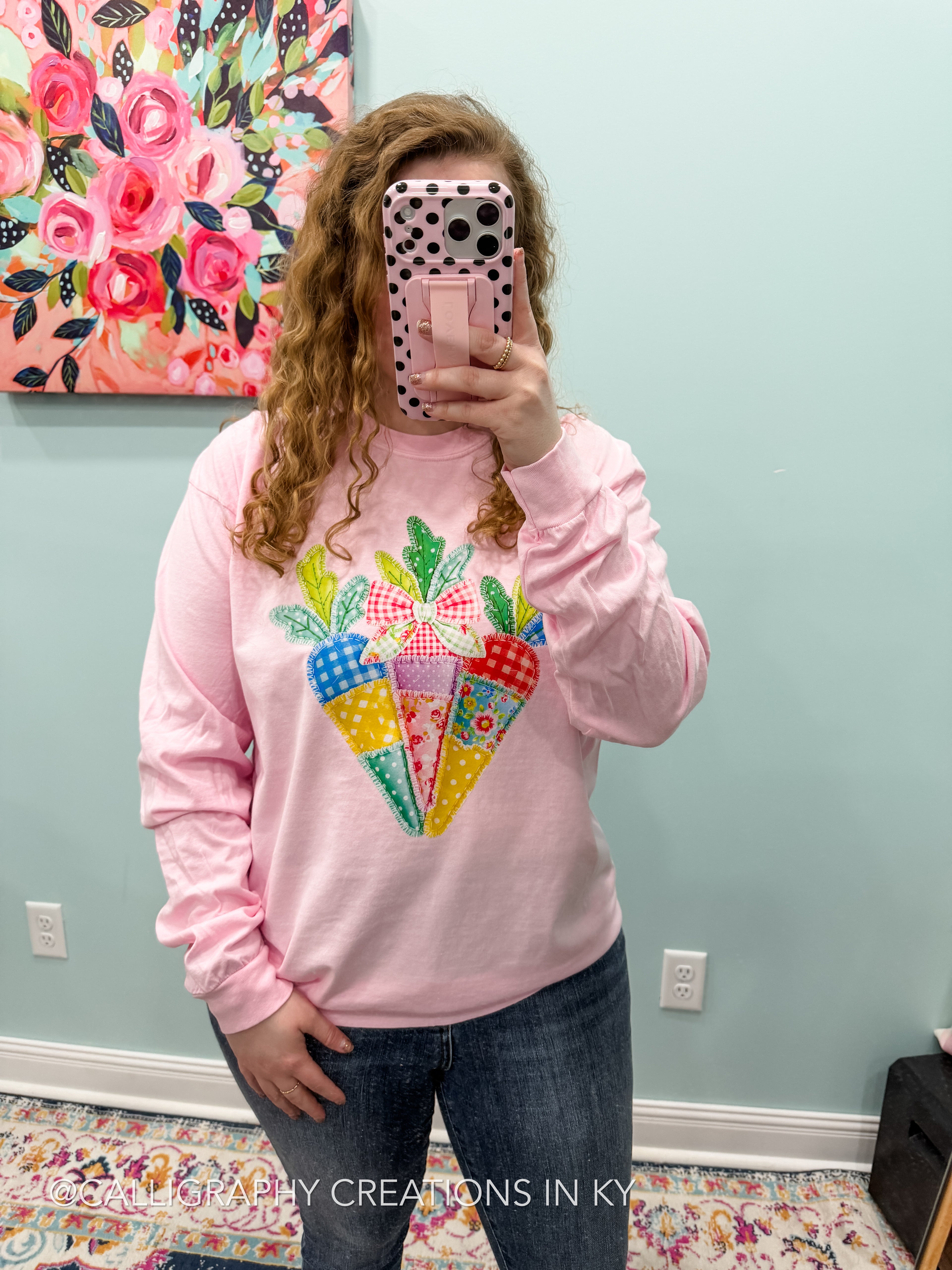 Faux Patchwork Carrots LS CC Tee