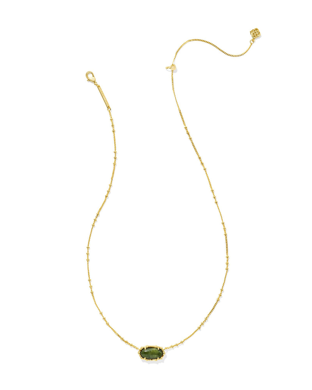 Kendra Scott Elisa Bamboo Frame Short Pendant Necklace - Gold Sage Serpentine