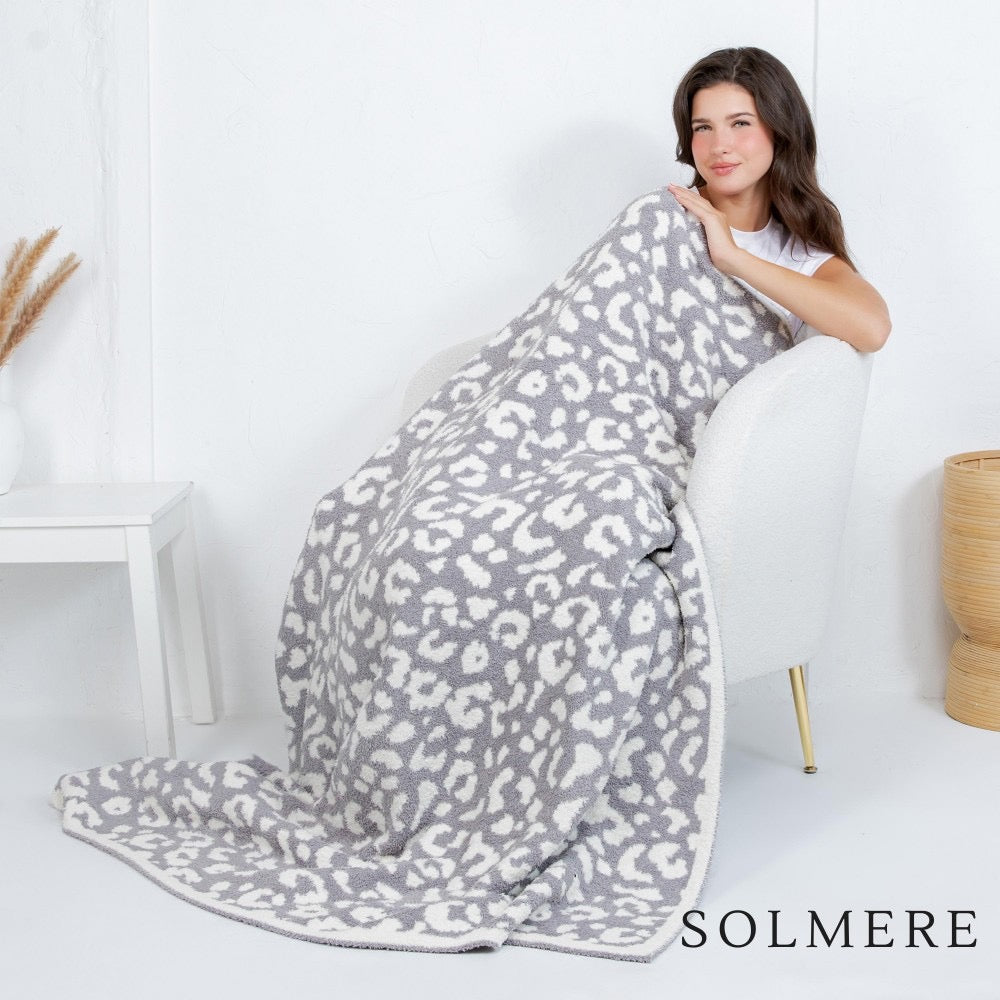 Gray Leopard Cozy Blanket