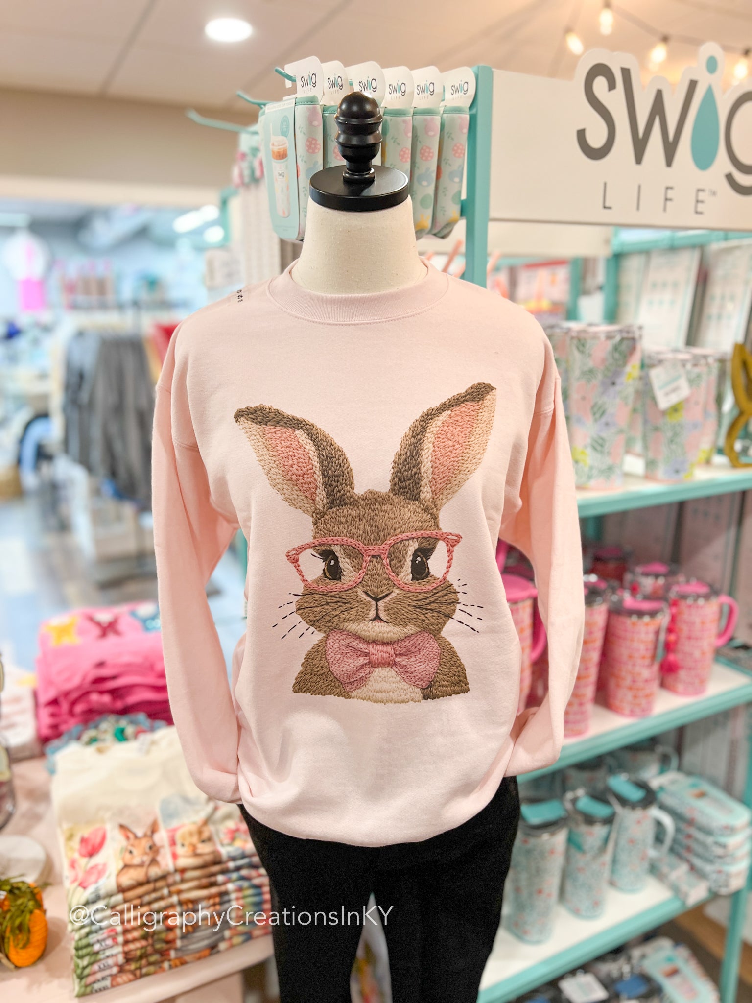 Faux Embroidery Bunny Sweatshirt