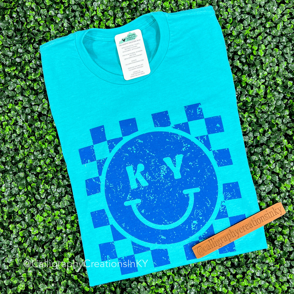 Teal KY Check Tee *FINAL SALE*