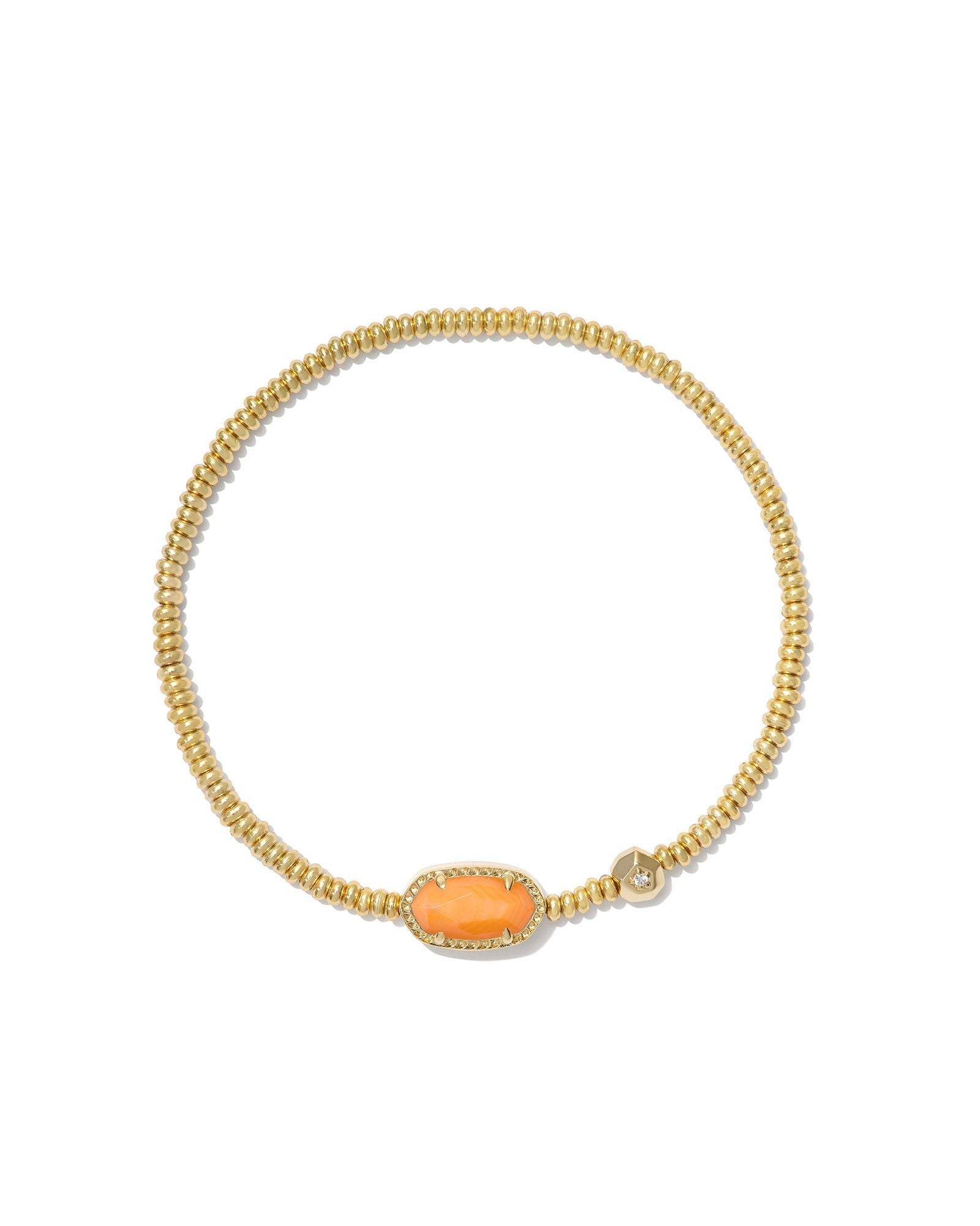 Kendra Scott Grayson Stretch Bracelet - Gold Orange Mother Of Pearl
