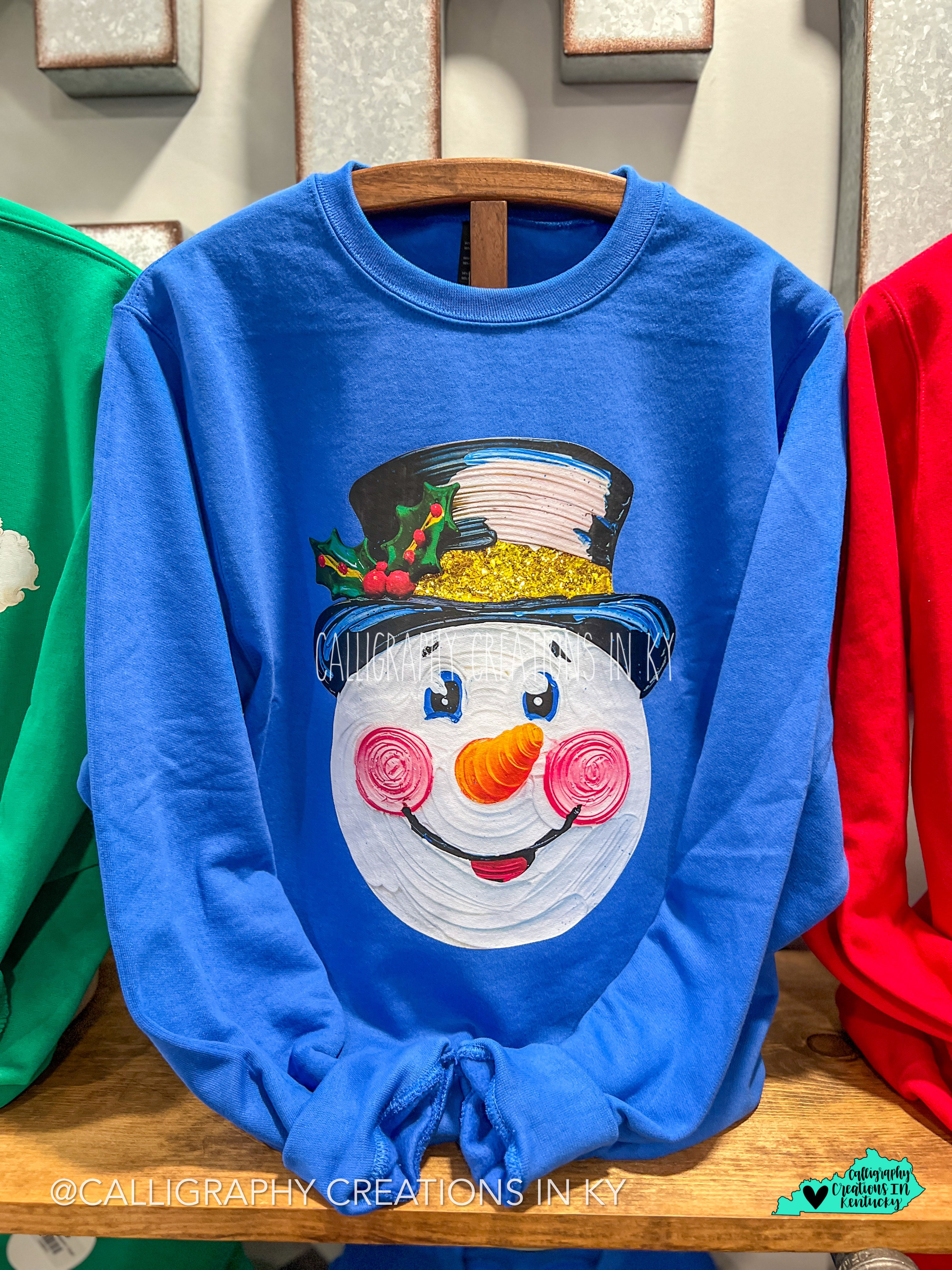 PREORDER | Blue Painted Snowman Sweatshirt