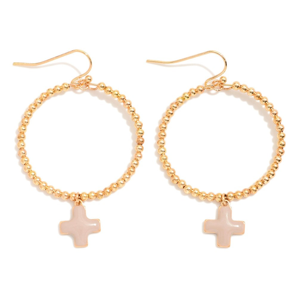 White | Cross Dangle Earrings