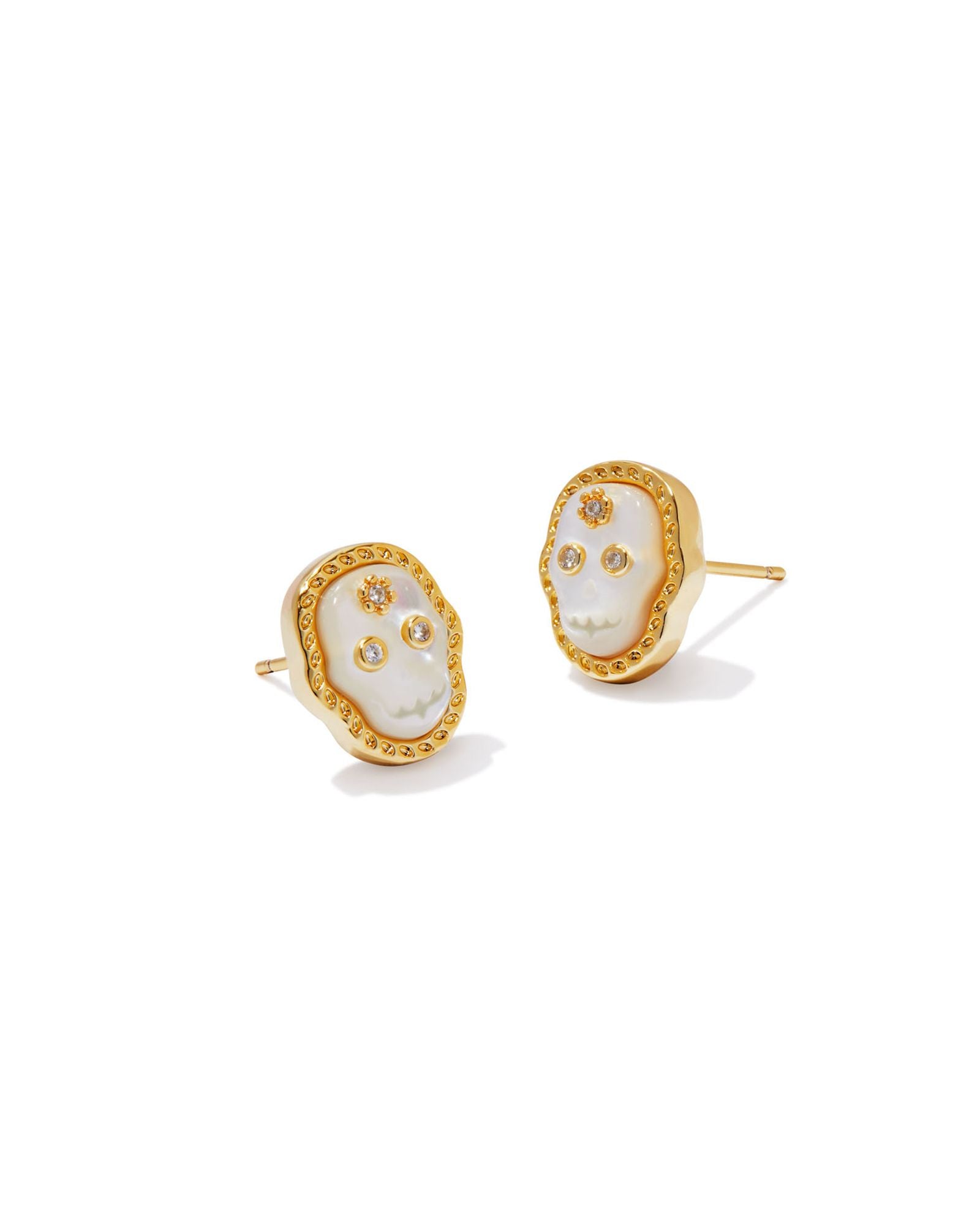 Kendra Scott Skeleton Stud Earrings - Gold Ivory Mother Of Pearl