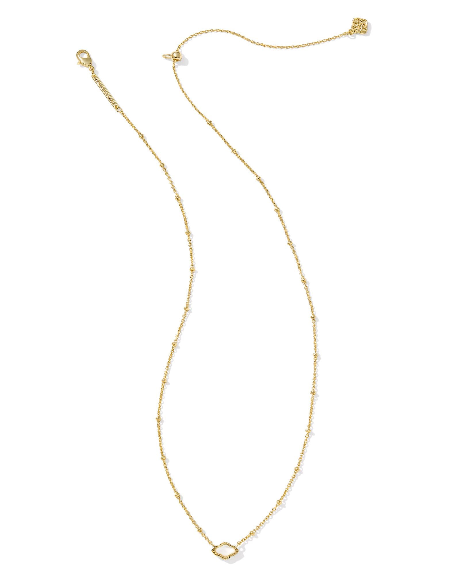 Kendra Scott Mini Abbie Satellite Short Pendant Necklace  - Gold Ivory Mother Of Pearl