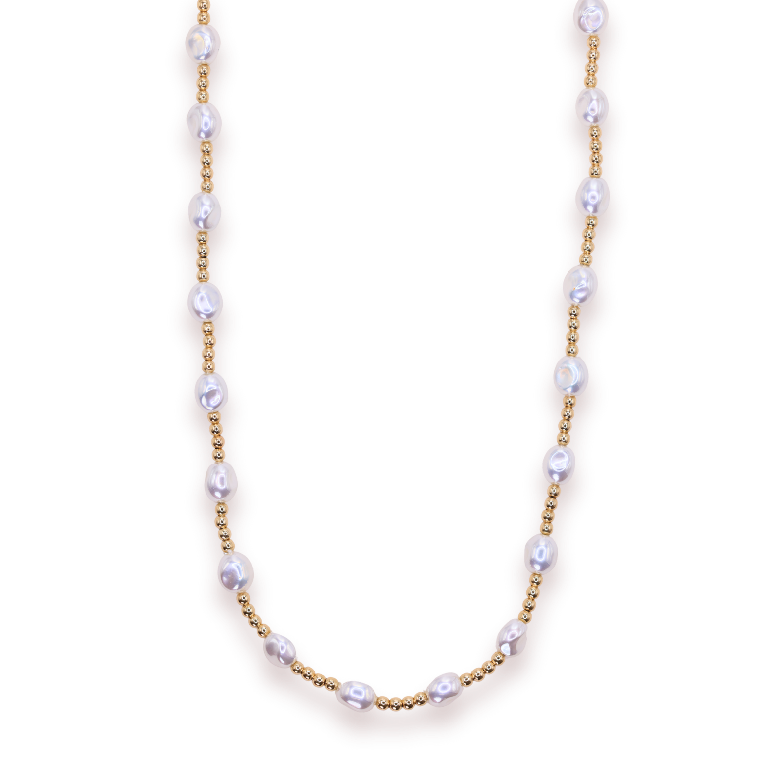 Bri Pearl Necklace in Gold: 18 inch stretch (no clasp) | Beaded Blondes