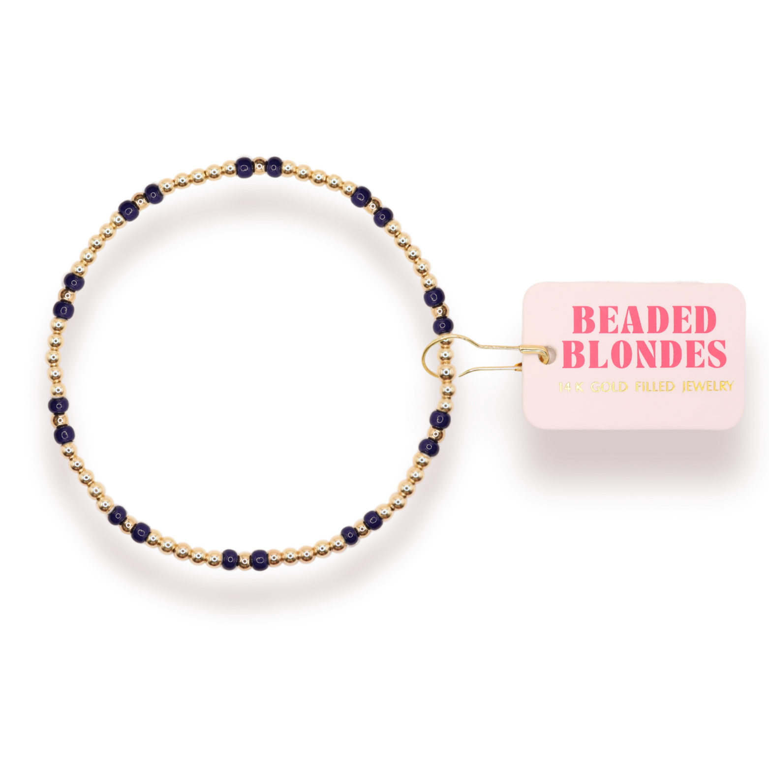 Navy Hazel Bracelet: Standard 6.75 inch | Beaded Blondes