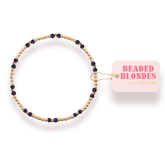 Navy Hazel Bracelet: Standard 6.75 inch | Beaded Blondes