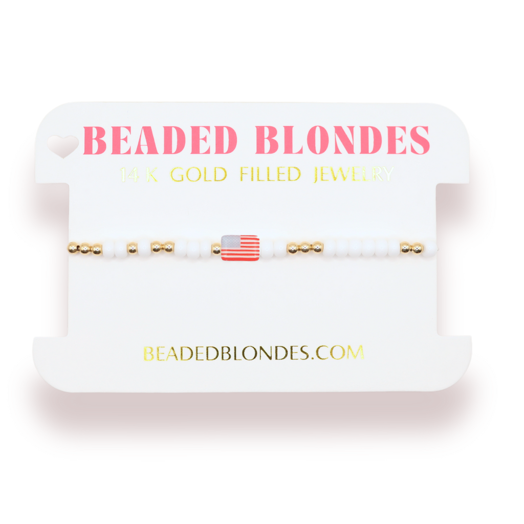 American Flag Bracelet: Standard 6.75 inch / Sprinkle | Beaded Blondes