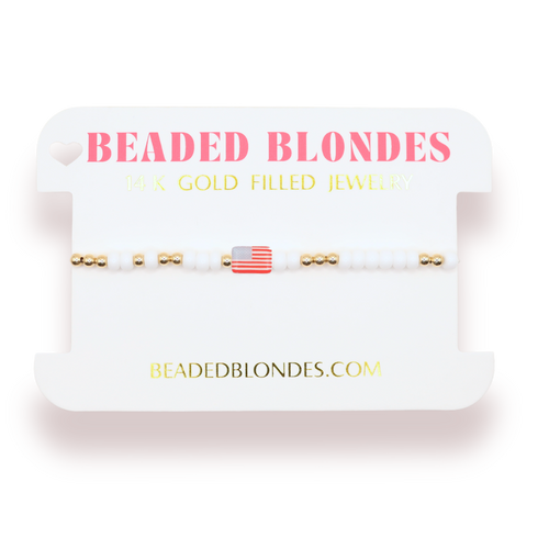 American Flag Bracelet: Standard 6.75 inch / Sprinkle | Beaded Blondes