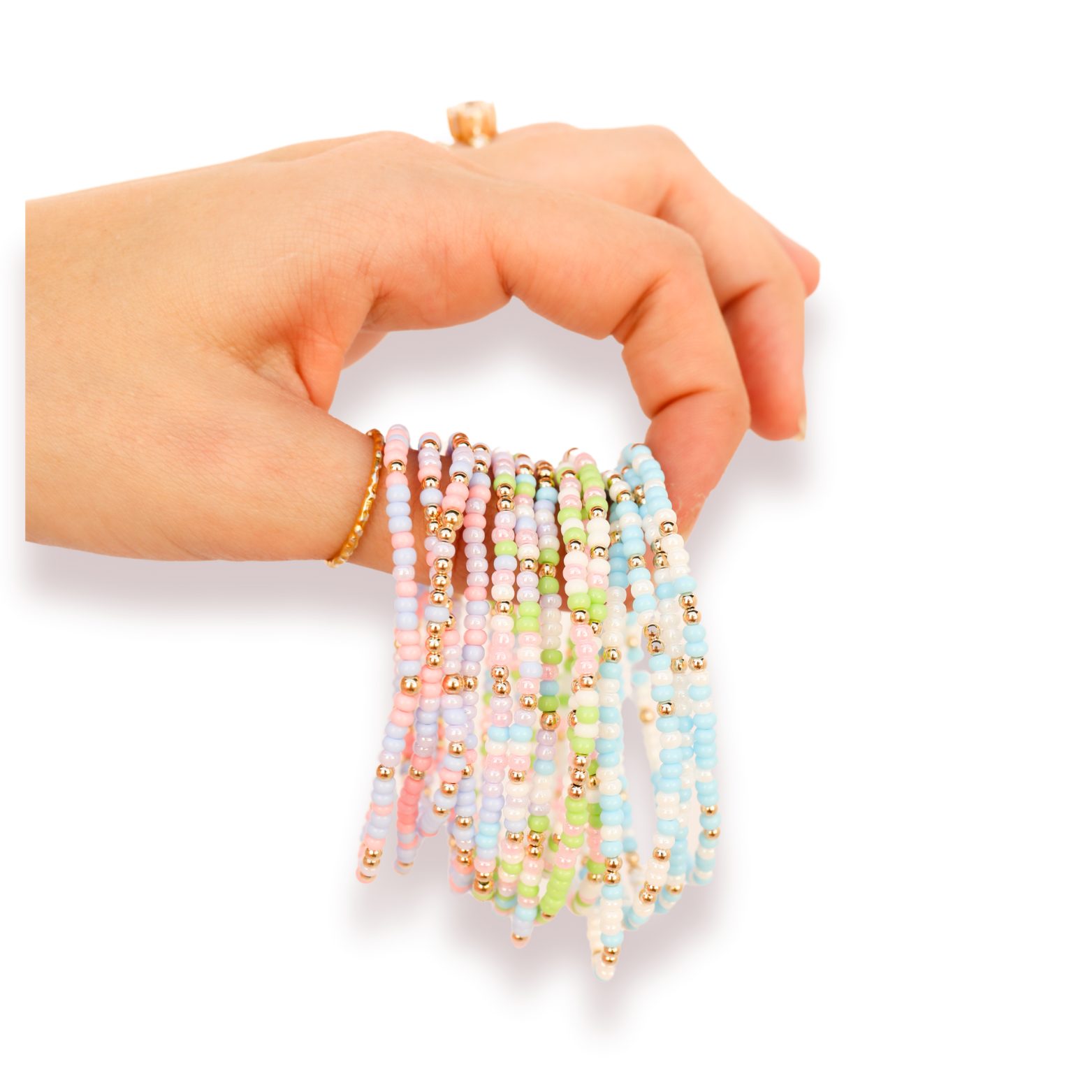 Pastel Spring Sprinkle Beaded Blondes Bracelet: Standard 6.75 inch