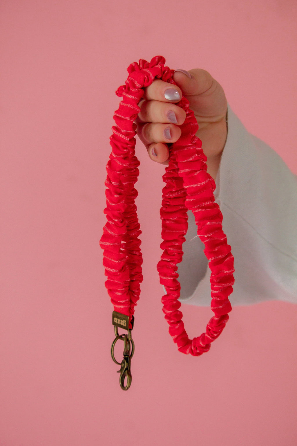 Red Striped Scrunchie Lanyard