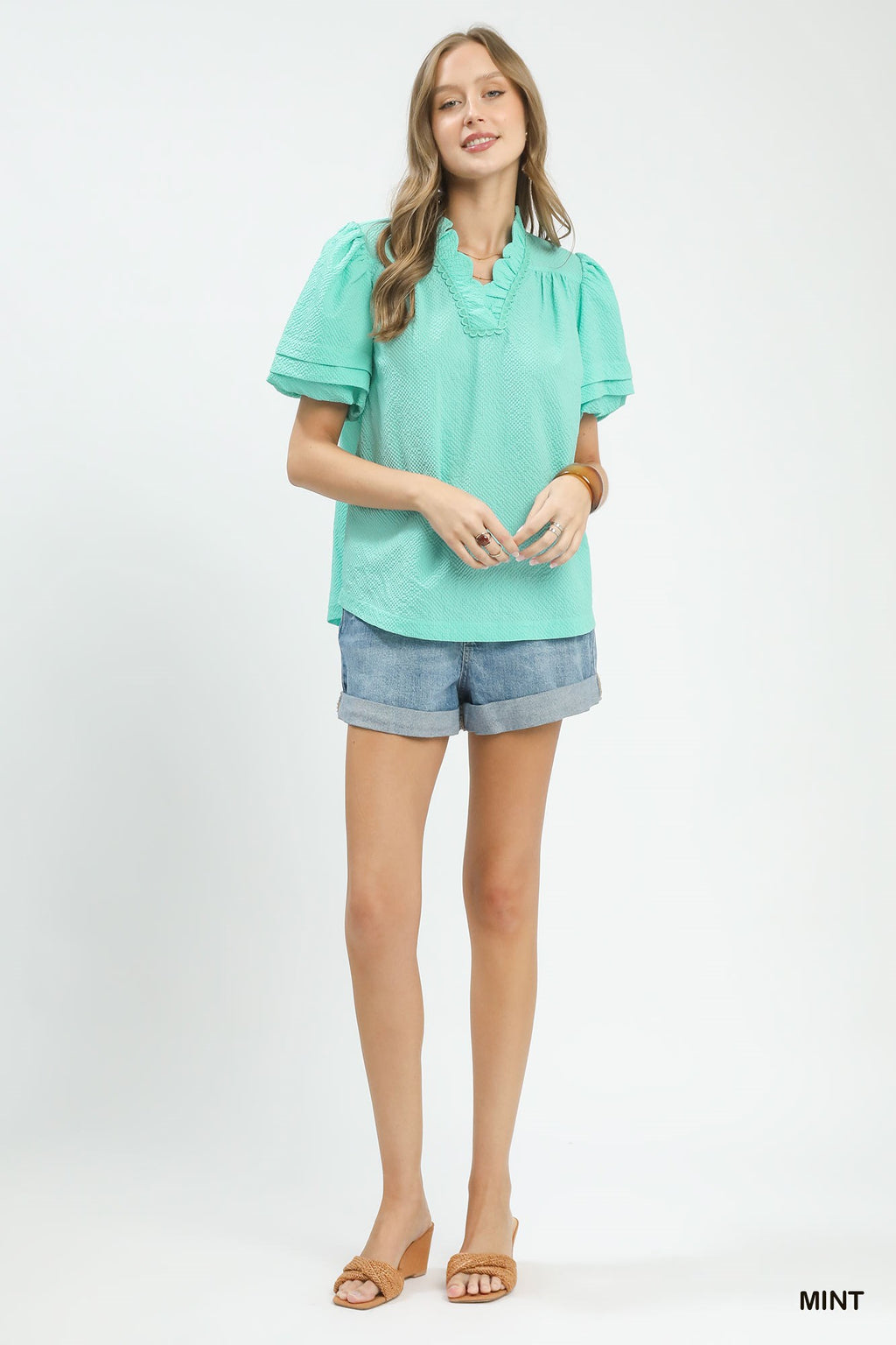 Mint | Puff Sleeve Top
