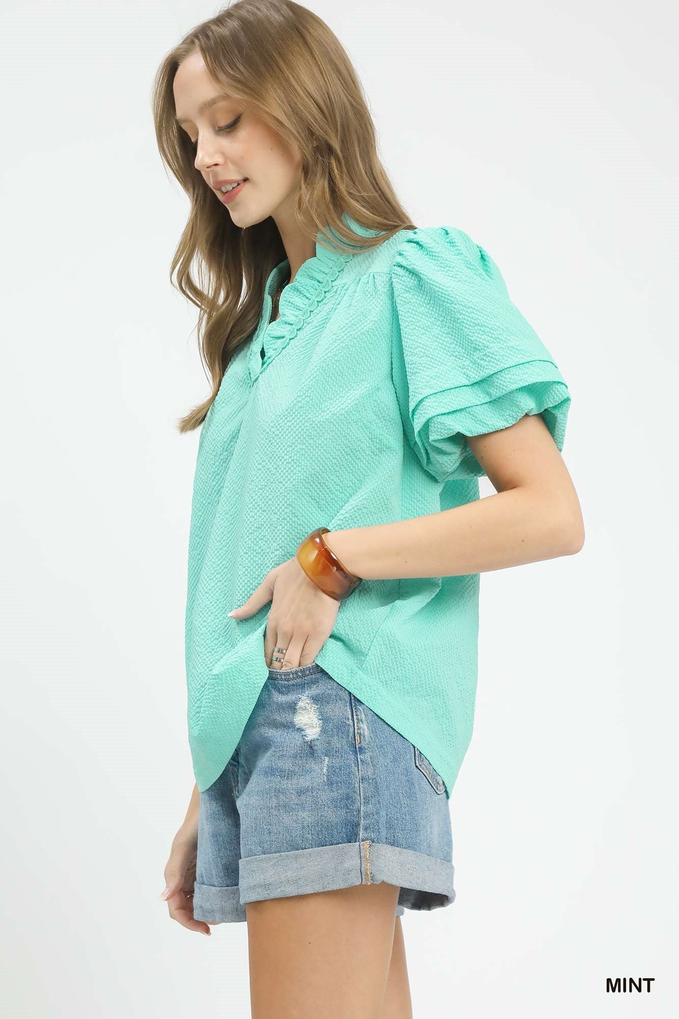 Mint | Puff Sleeve Top